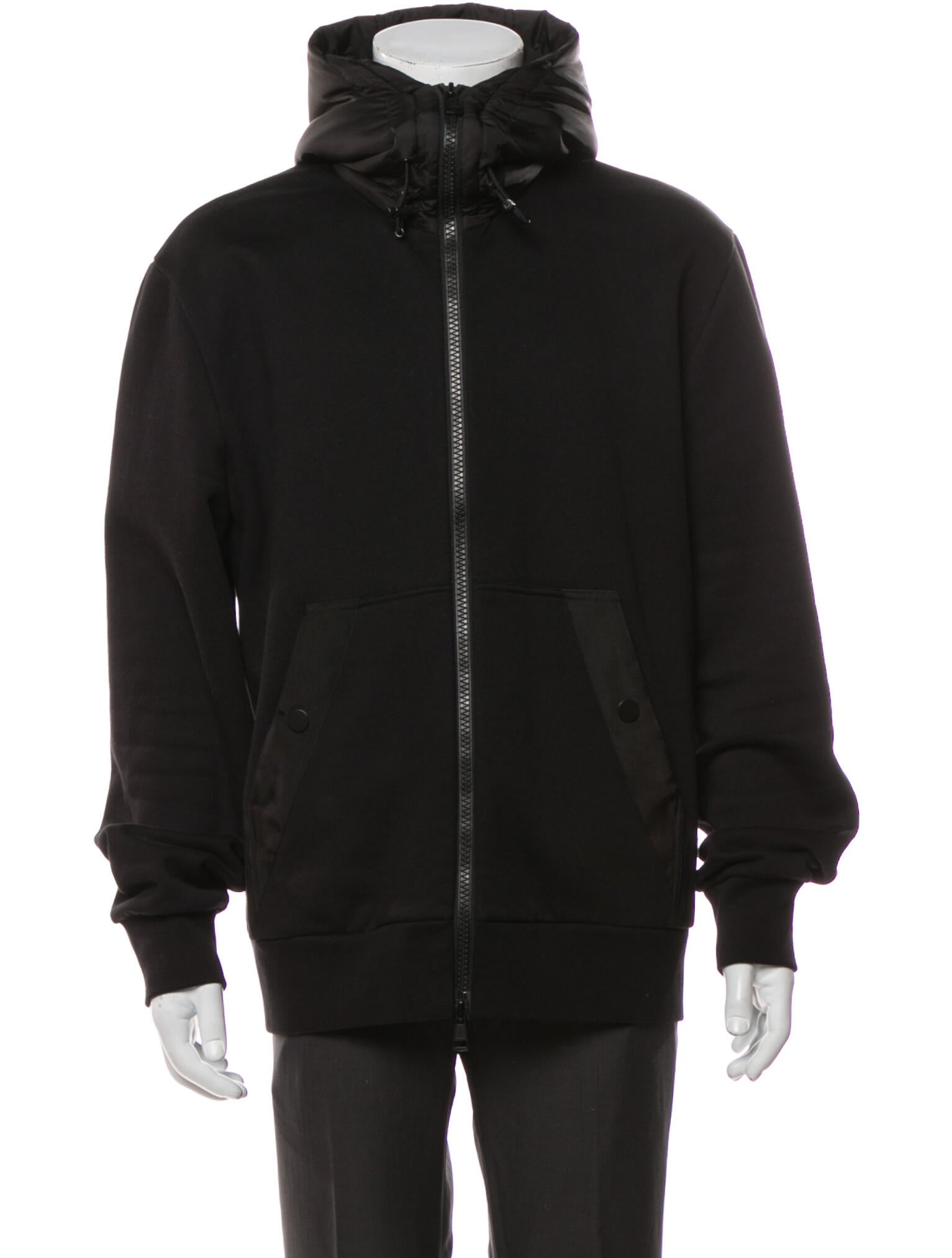 Moncler Mock Neck Long Sleeve Hoodie - Black Sweatshirts & Hoodies ...