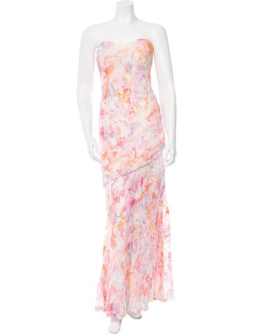 Monique Lhuillier Printed Lace Gown
