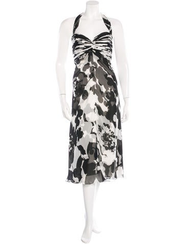 Monique Lhuillier Printed Halter Dress