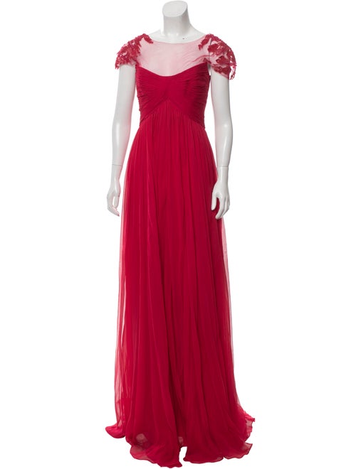 Monique Lhuillier Silk Gown Red
