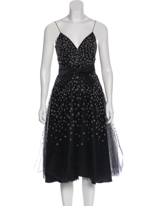 Monique Lhuillier Embellished Net Dress Black