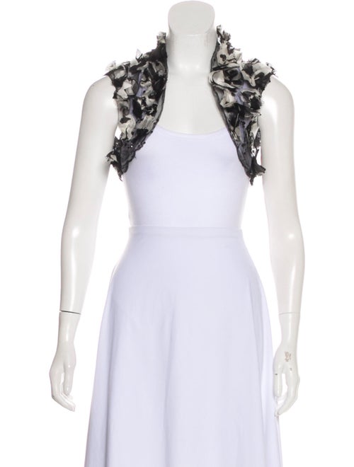 Monique Lhuillier Sleeveless Ruffle Cardigan Black