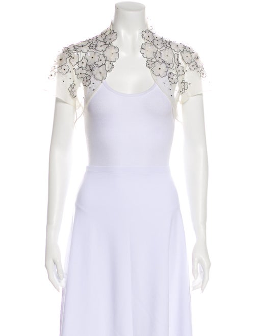 Monique Lhuillier Printed Bolero White