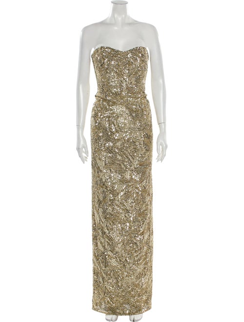 Monique Lhuillier Strapless Long Dress Gold