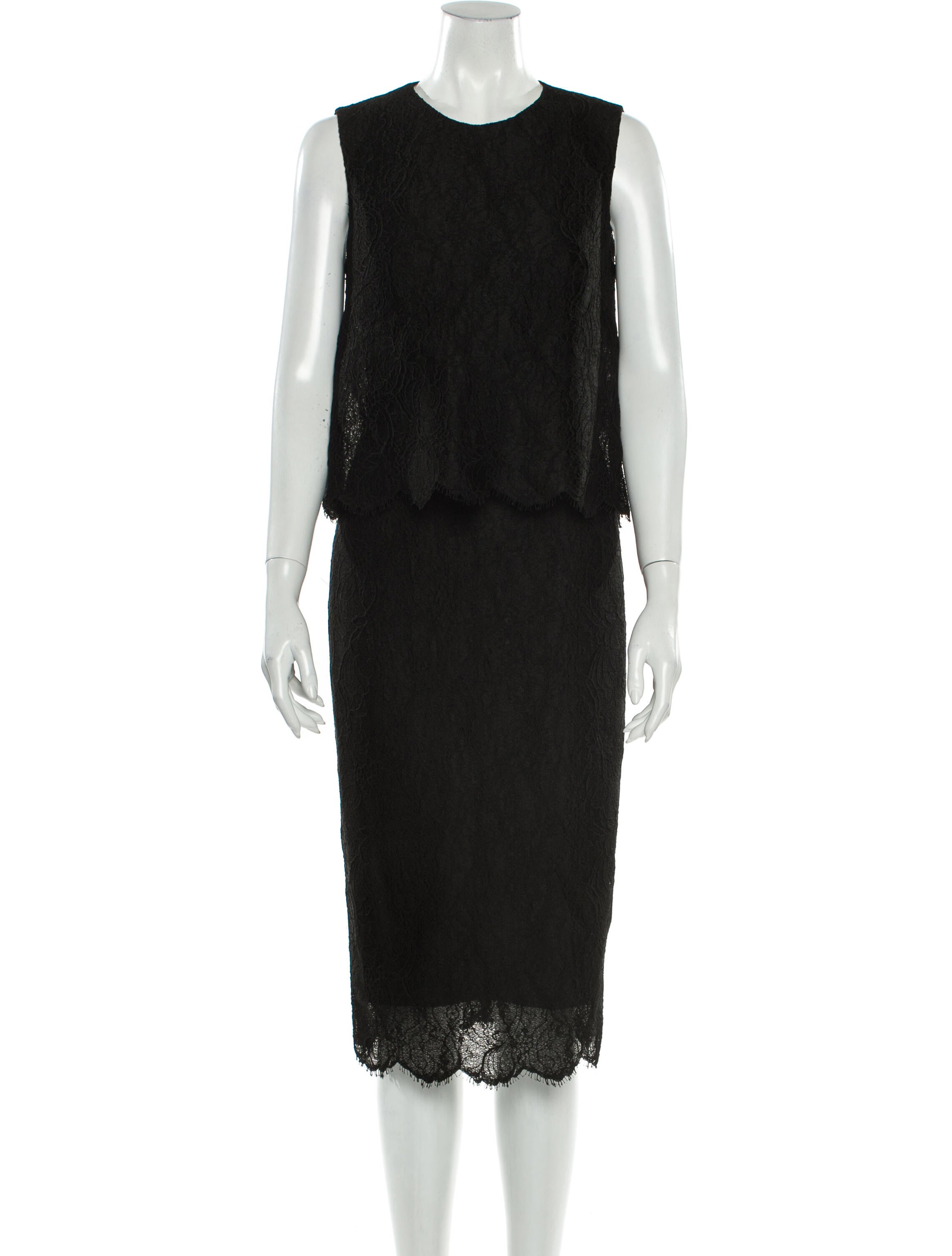 Monique Lhuillier Crew Neck Midi Length Dress