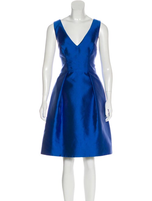 Monique Lhuillier Sleeveless Flared Dress Blue