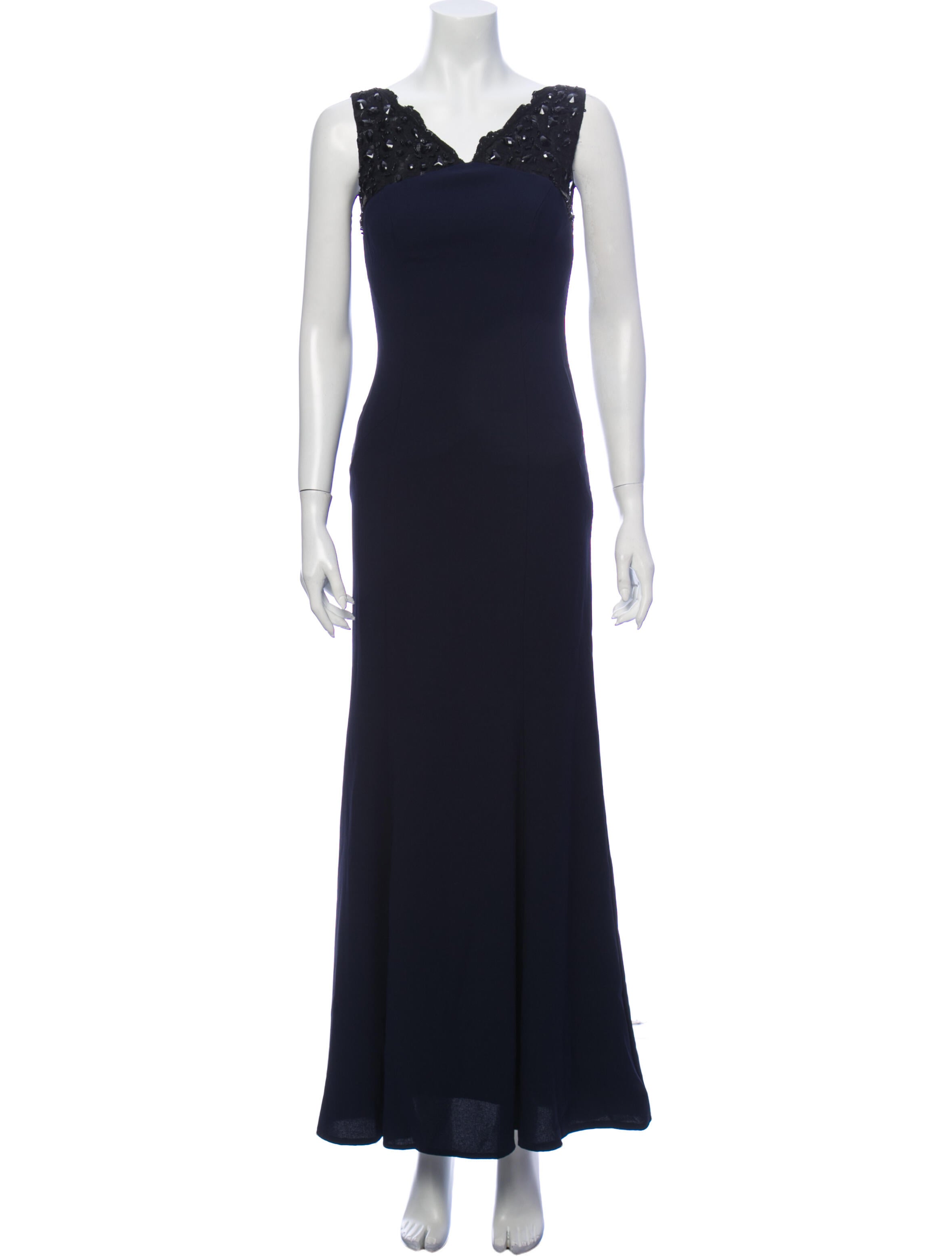 Monique Lhuillier V-Neck Long Dress