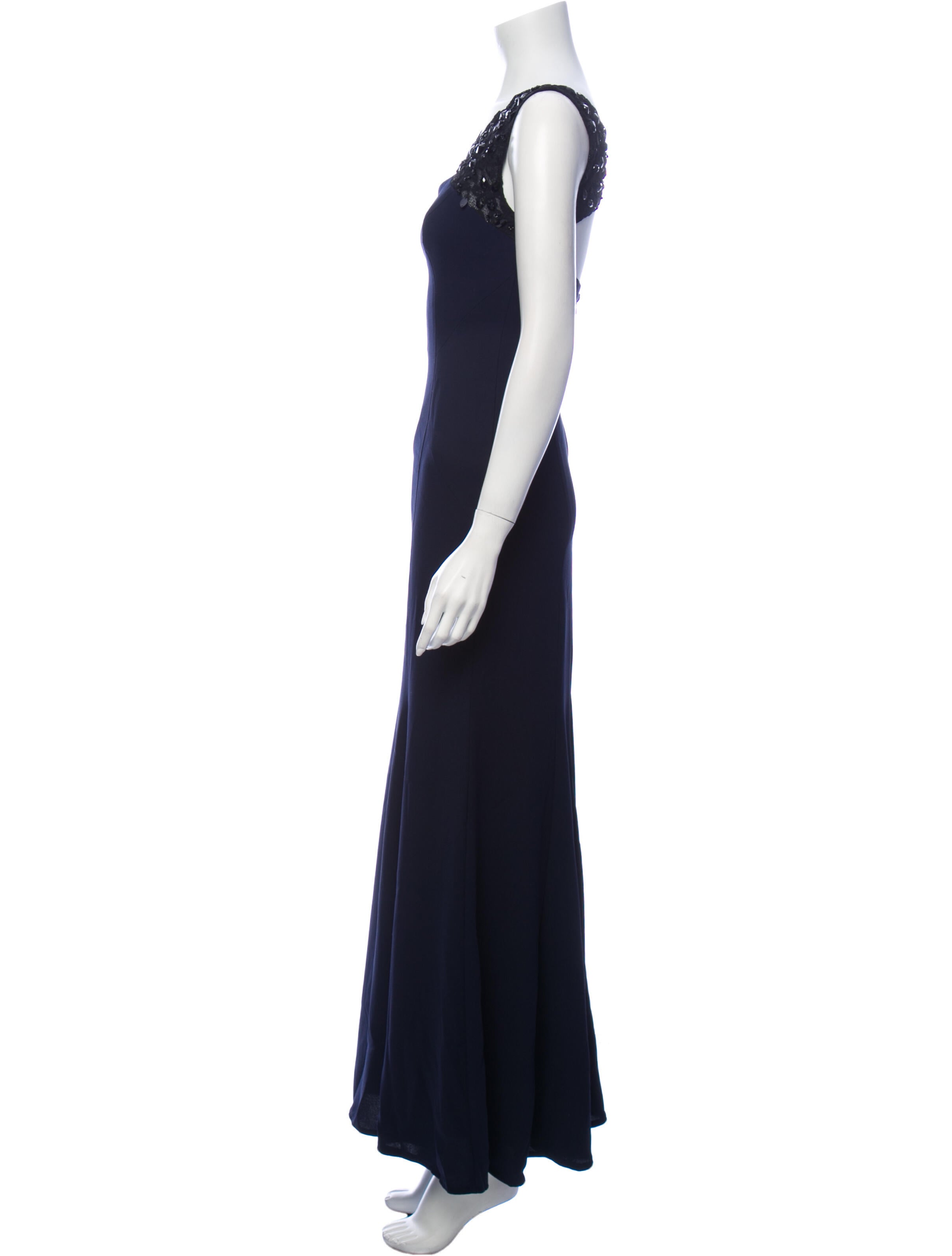 Monique Lhuillier V-Neck Long Dress