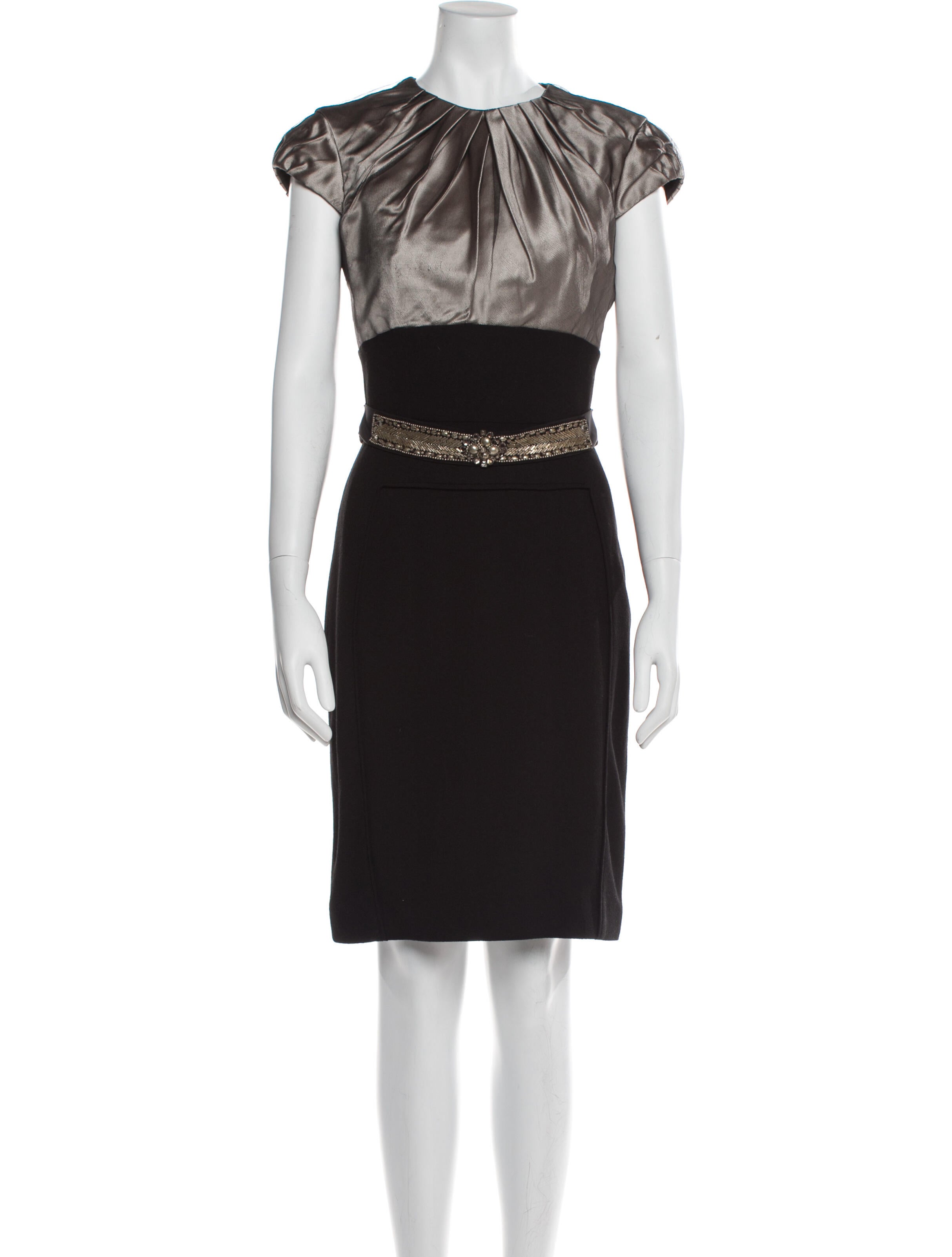 Monique Lhuillier Colorblock Pattern Knee-Length Dress