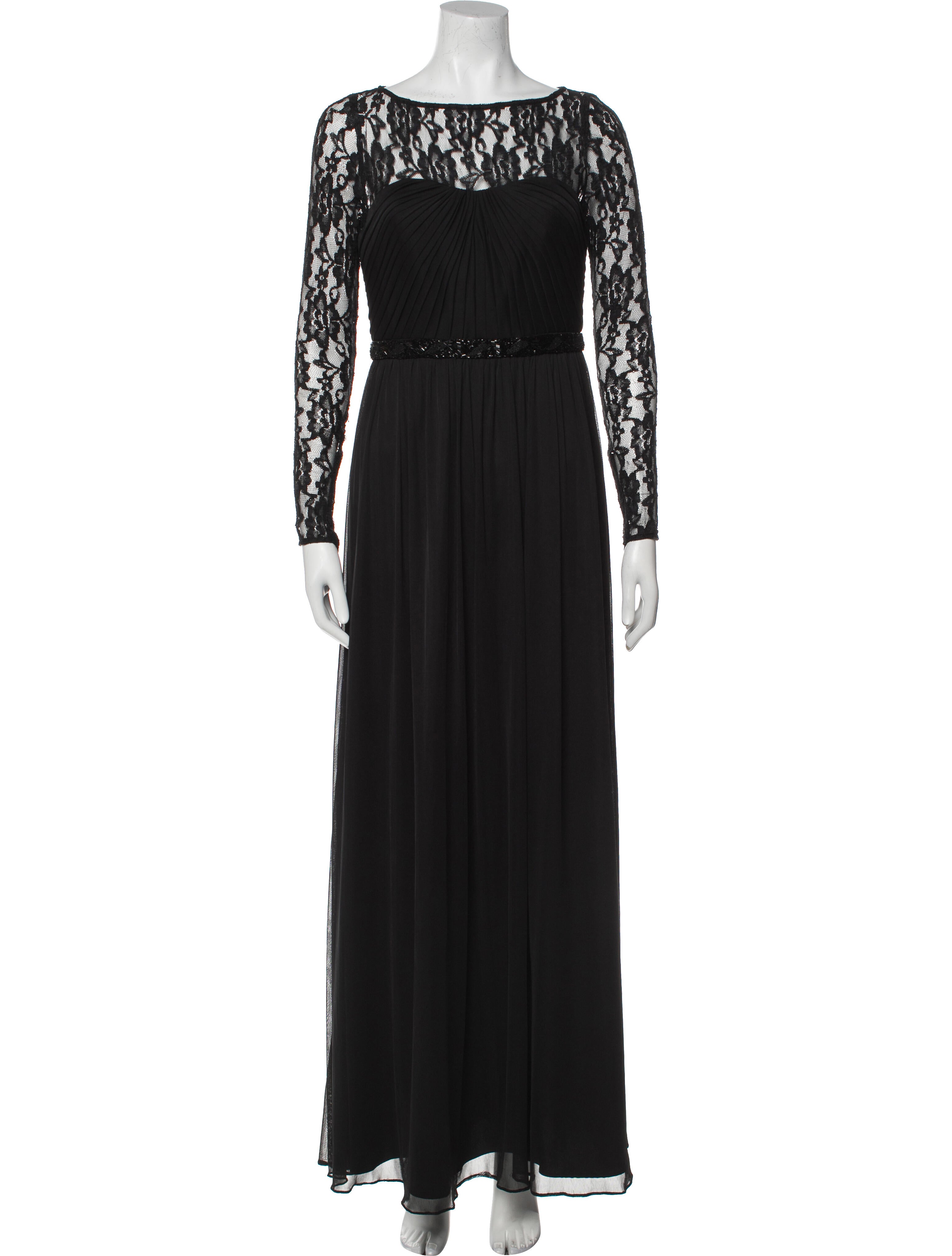 Monique Lhuillier Bateau Neckline Long Dress