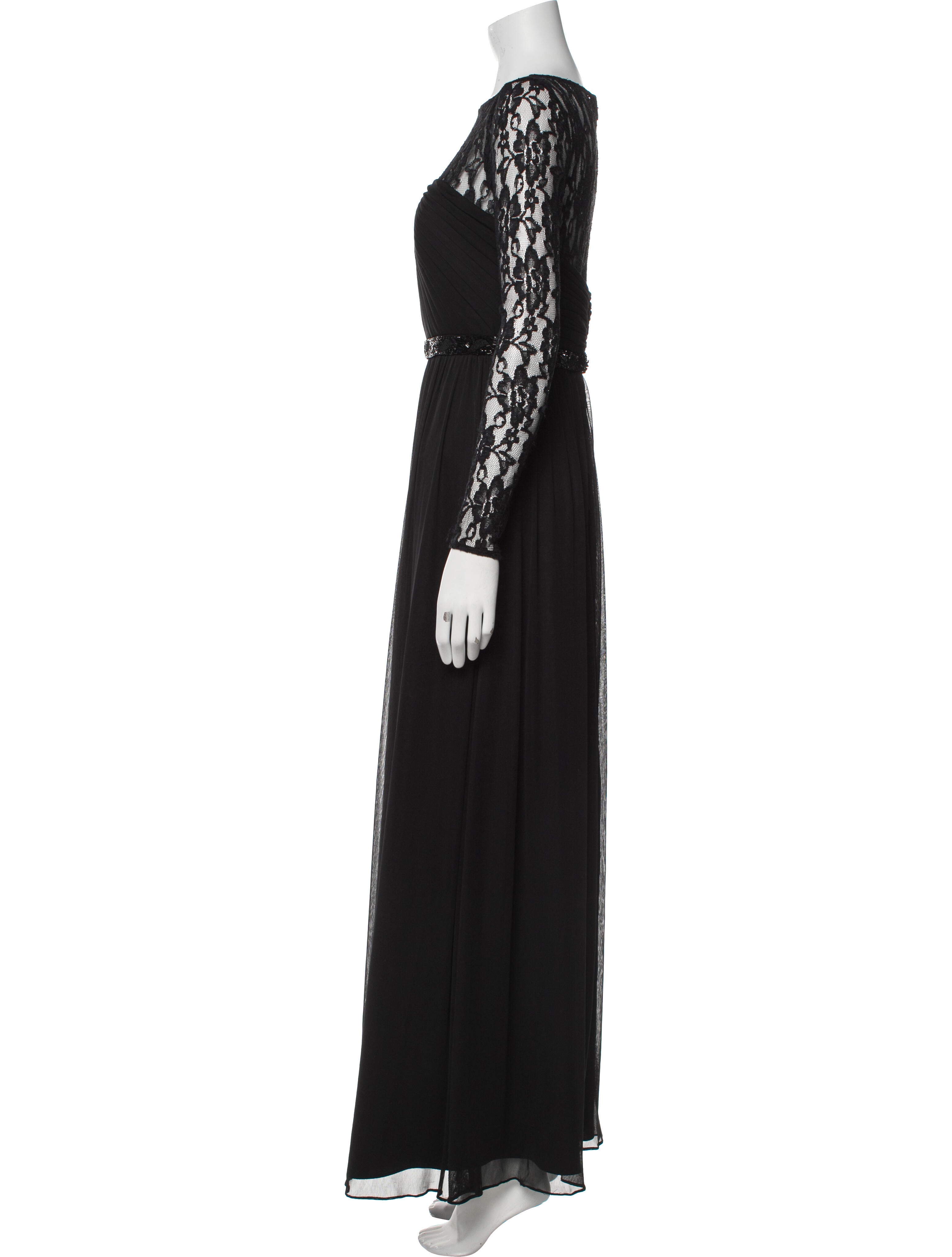 Monique Lhuillier Bateau Neckline Long Dress