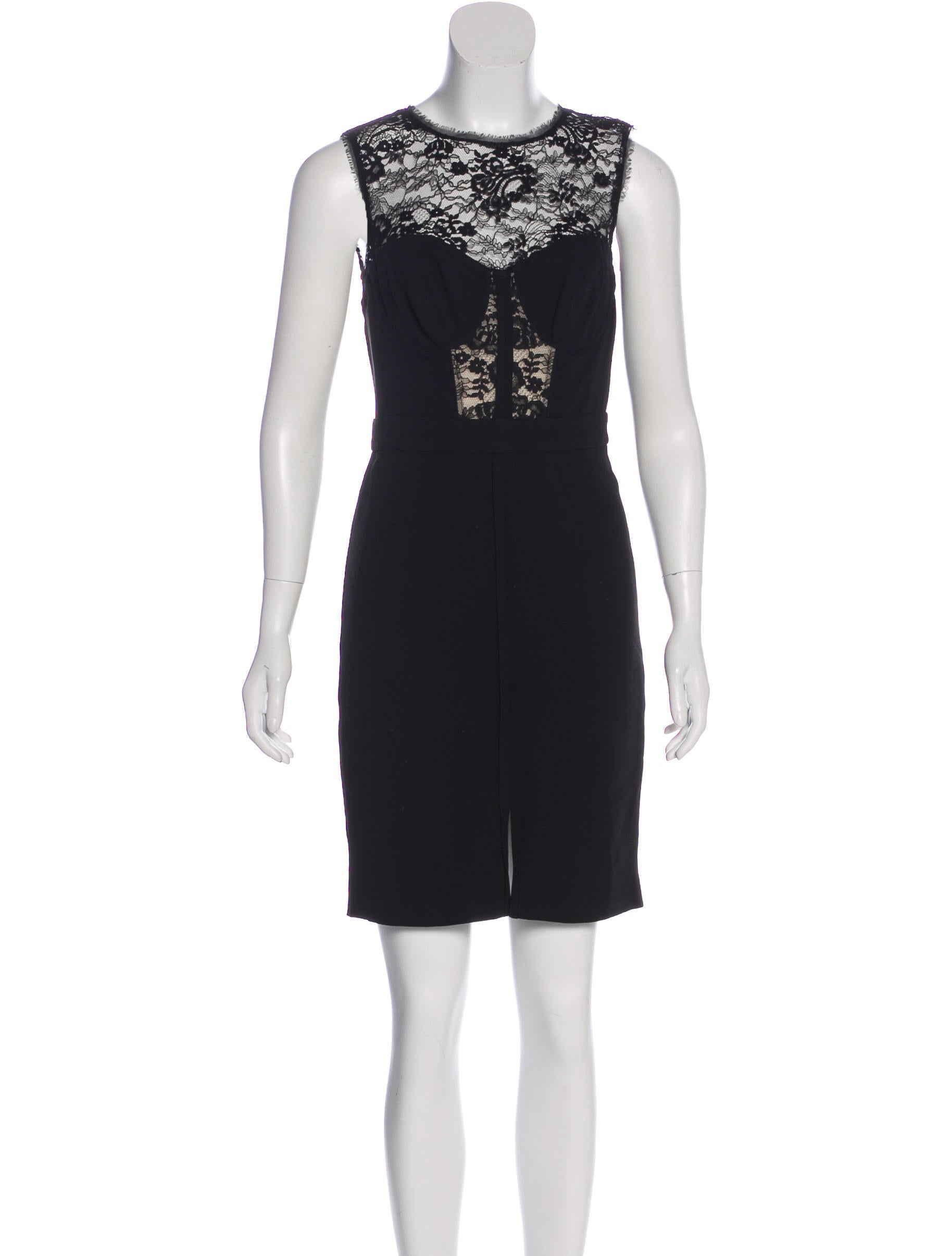Monique Lhuillier Lace-Trimmed Cocktail Dress