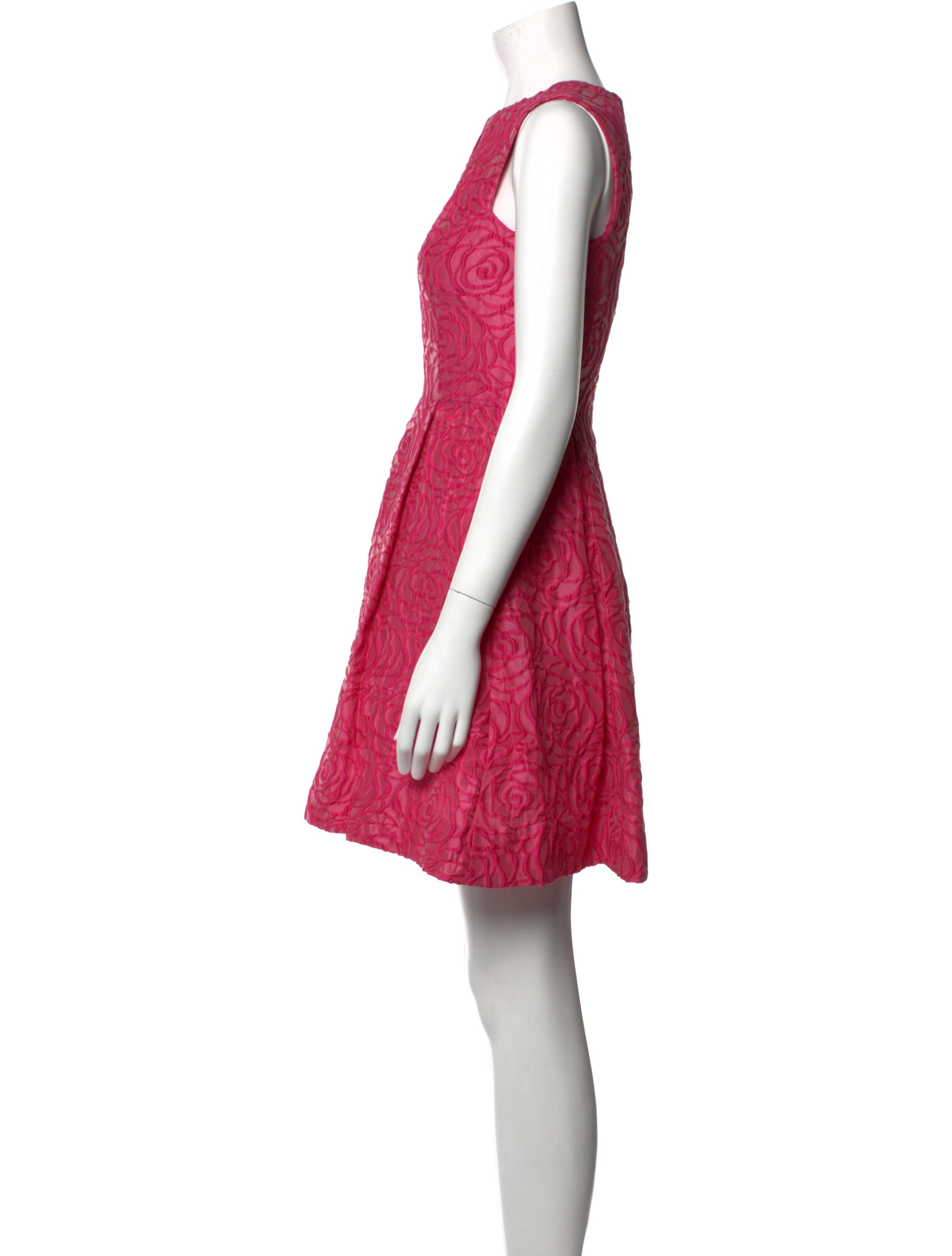 Monique Lhuillier Crew Neck Mini Dress