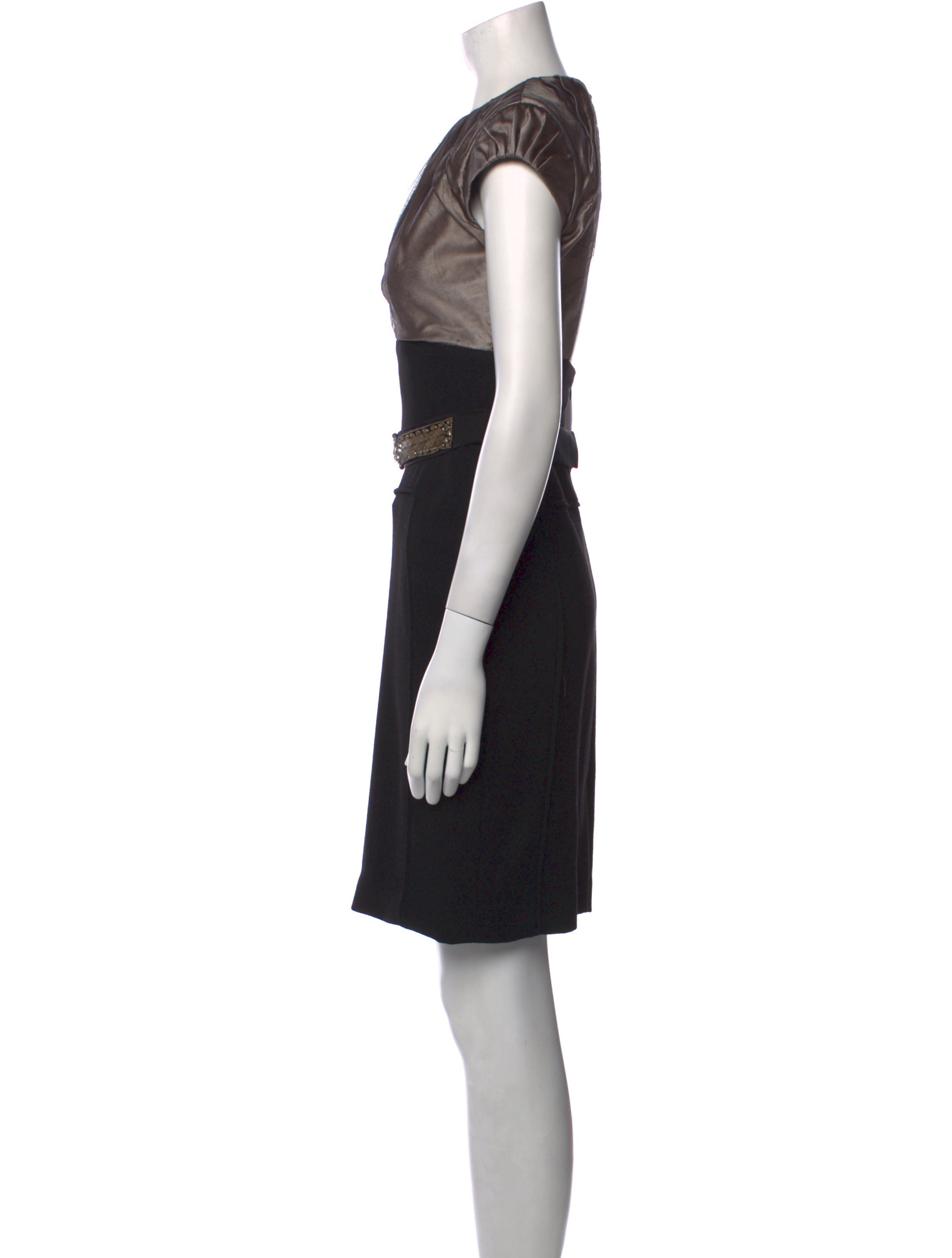 Monique Lhuillier Crew Neck Mini Dress