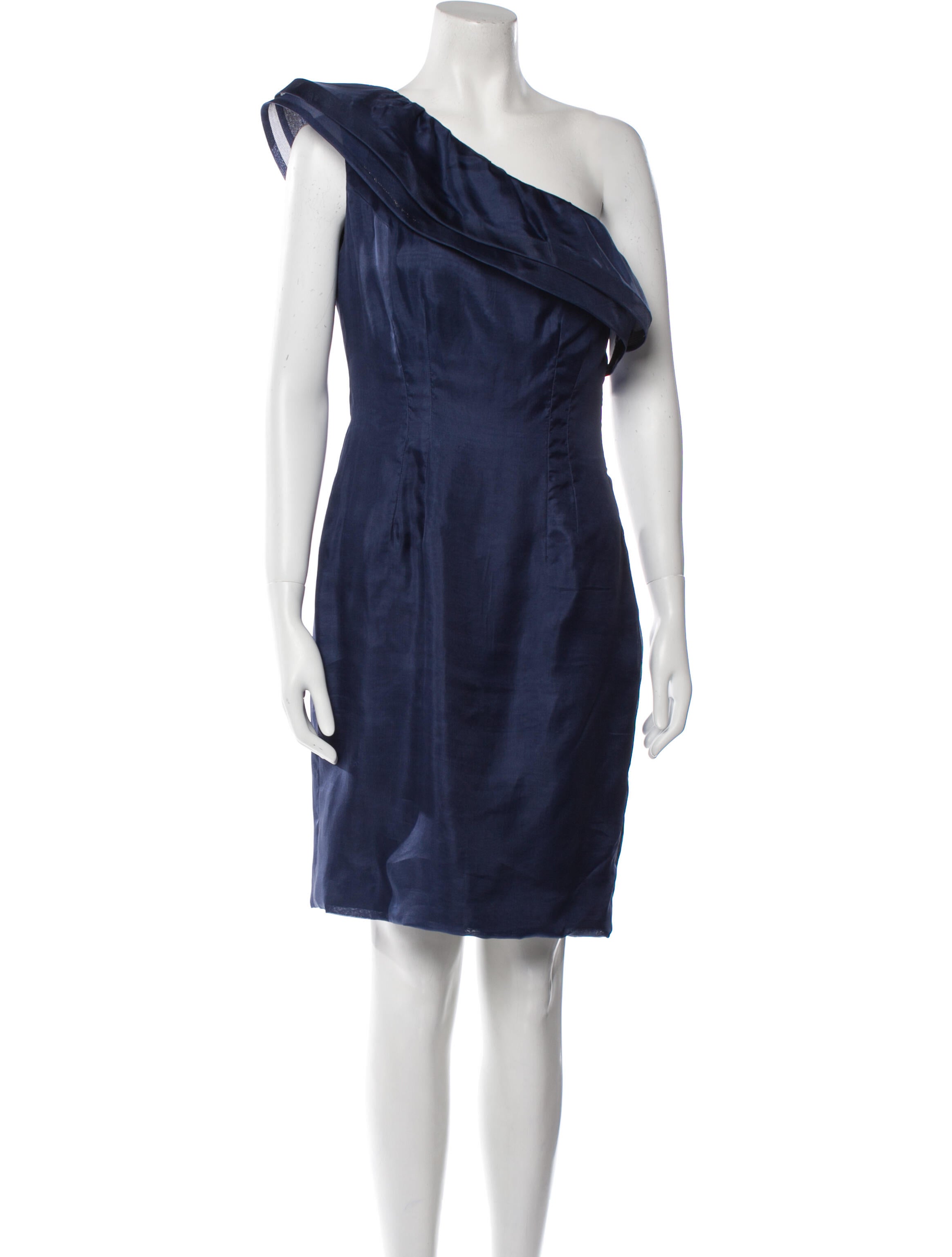 Monique Lhuillier One-Shoulder Knee-Length Dress