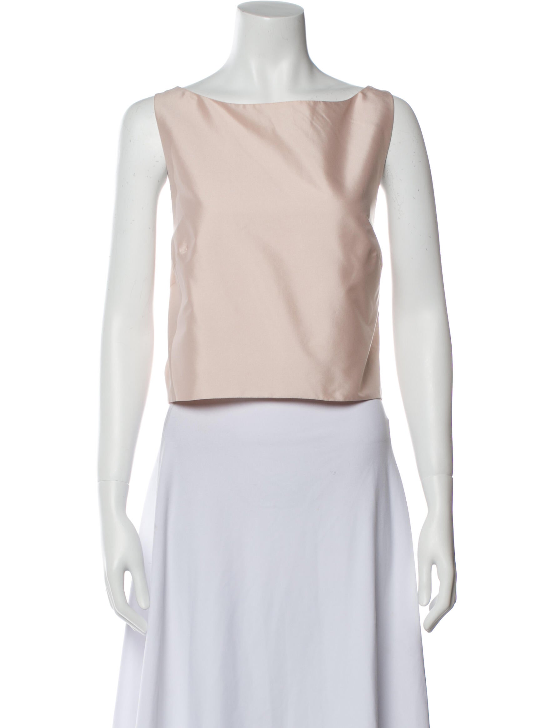 Monique Lhuillier Bateau Neckline Sleeveless Crop Top