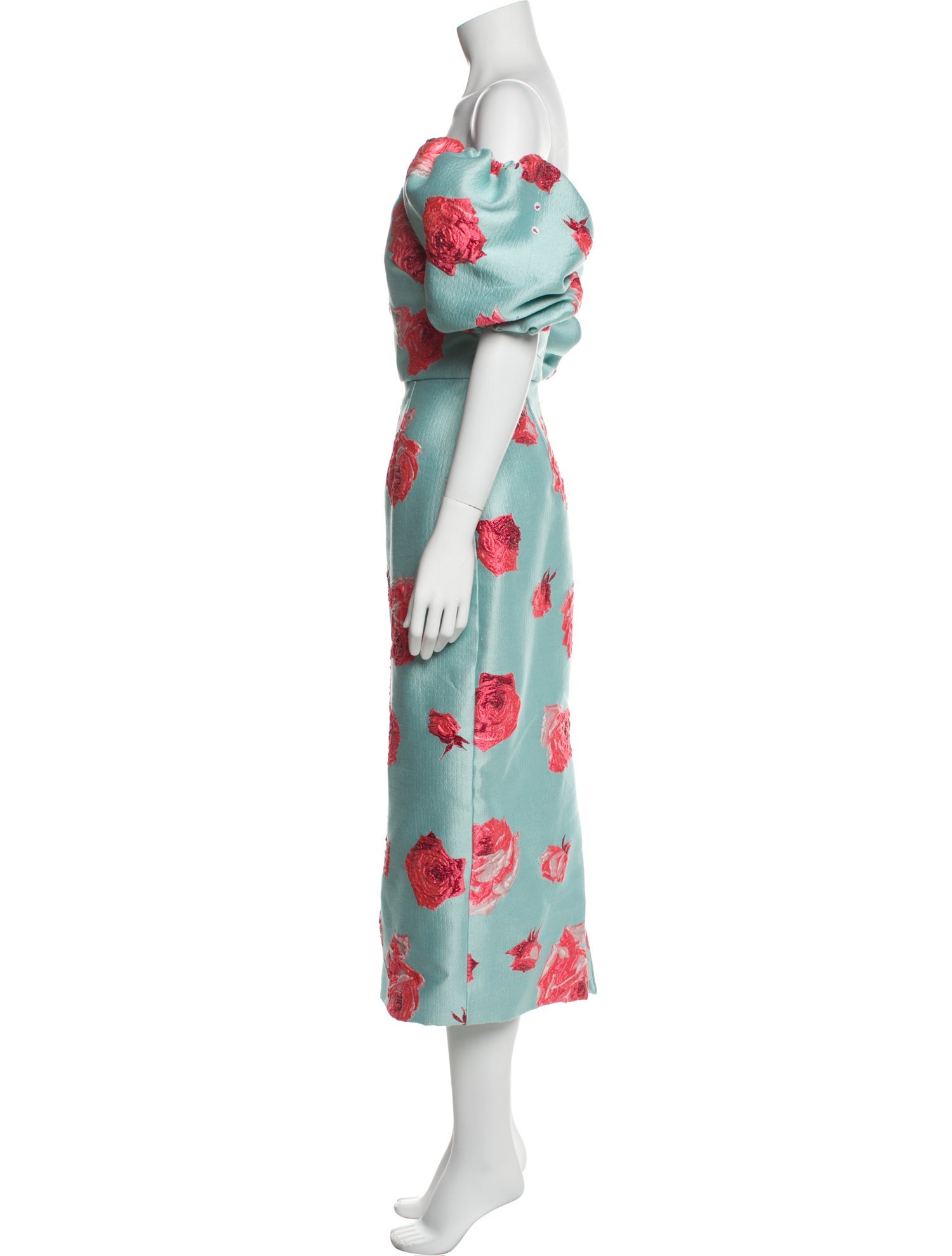 Monique Lhuillier Floral Print Midi Length Dress