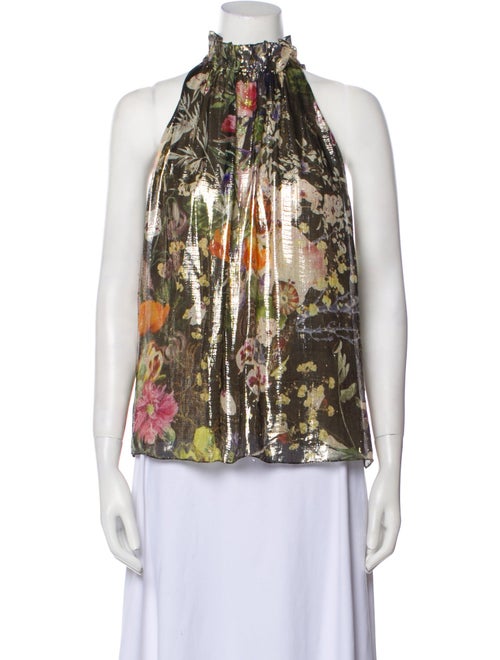 Monique Lhuillier Silk Floral Print Blouse