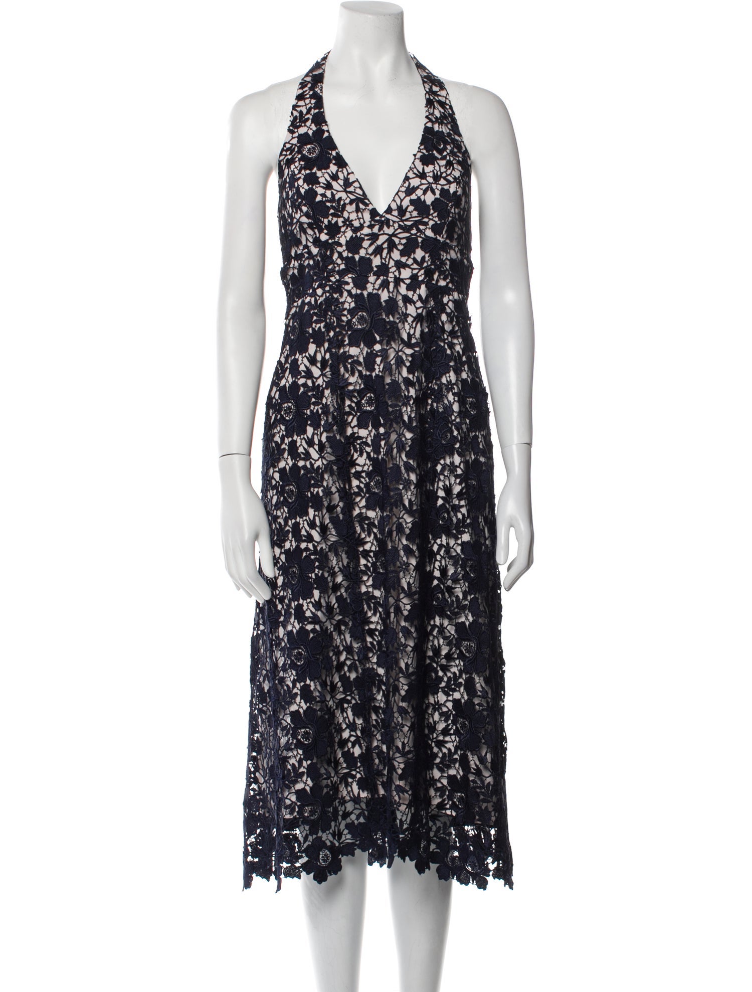 Monique Lhuillier Lace Pattern Midi Length Dress