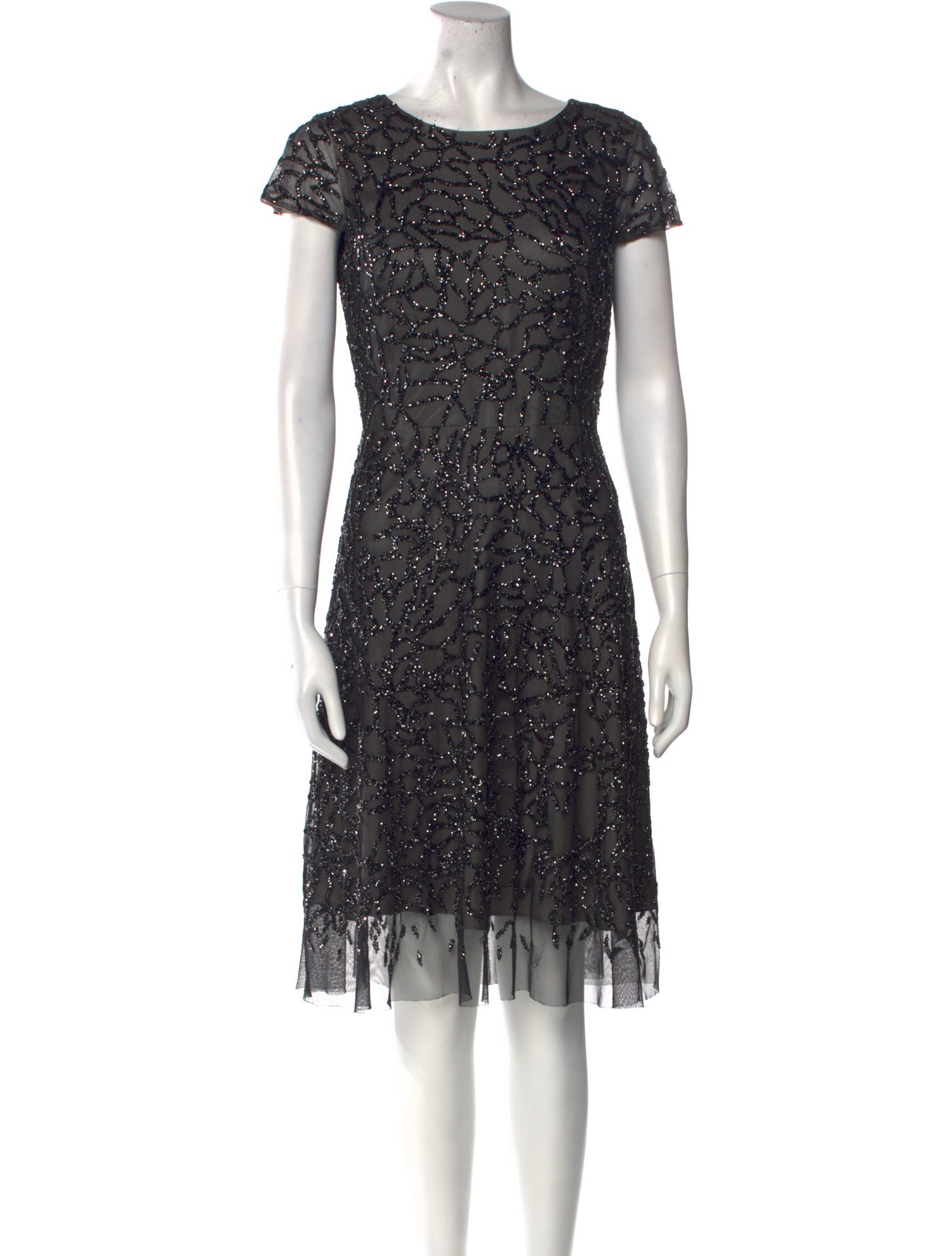 Monique Lhuillier Crew Neck Knee-Length Dress