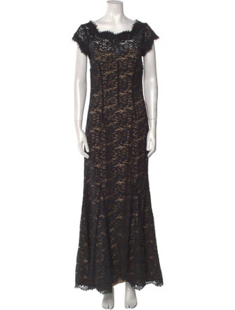 Monique Lhuillier Lace Pattern Long Dress
