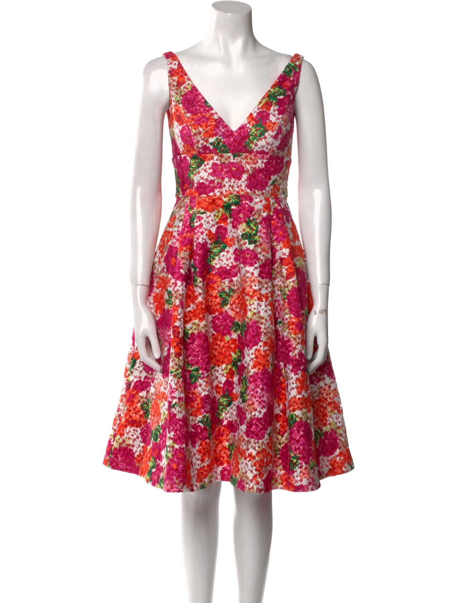 Monique Lhuillier Floral Print Midi Length Dress w/ Tags