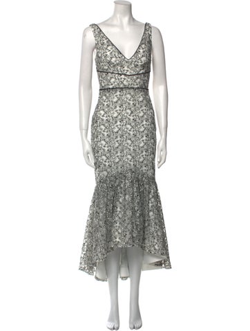 Monique Lhuillier Dresses Lace Pattern Long Dress US 2 | XS