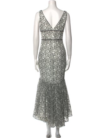 Monique Lhuillier Lace Pattern Long Dress