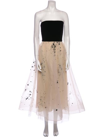 Monique Lhuillier Printed Long Dress