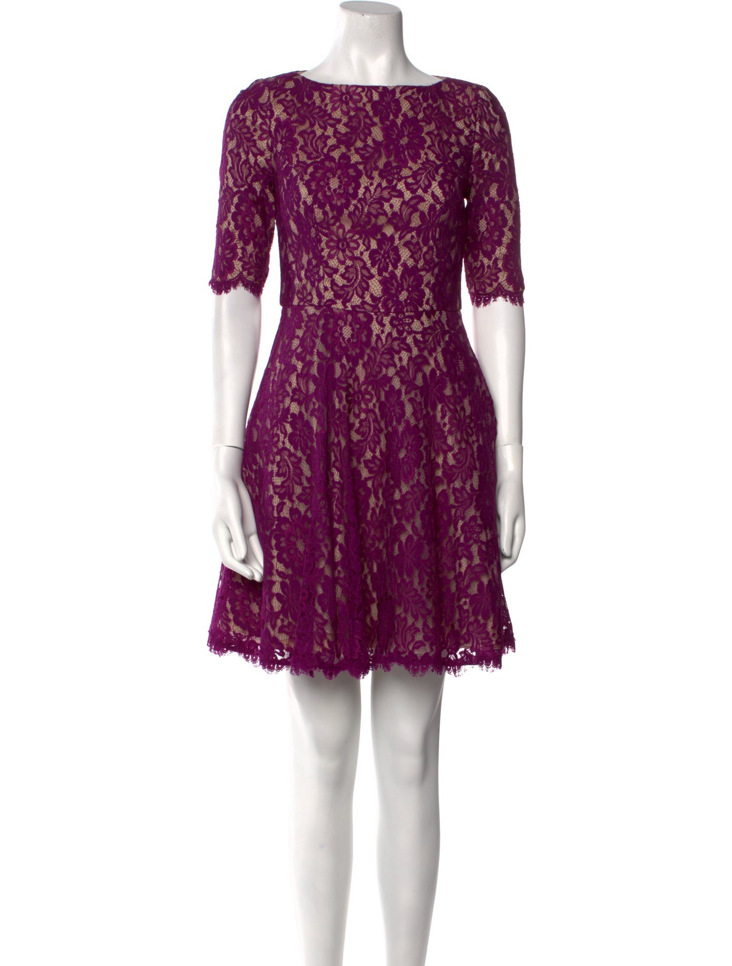 Monique Lhuillier Lace Pattern Mini Dress