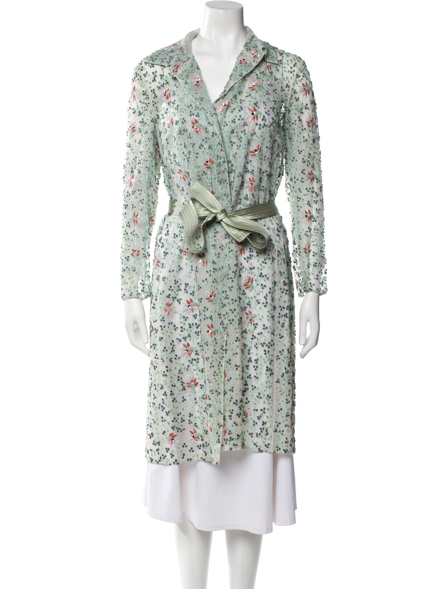 Monique Lhuillier Silk Lace Pattern Coat