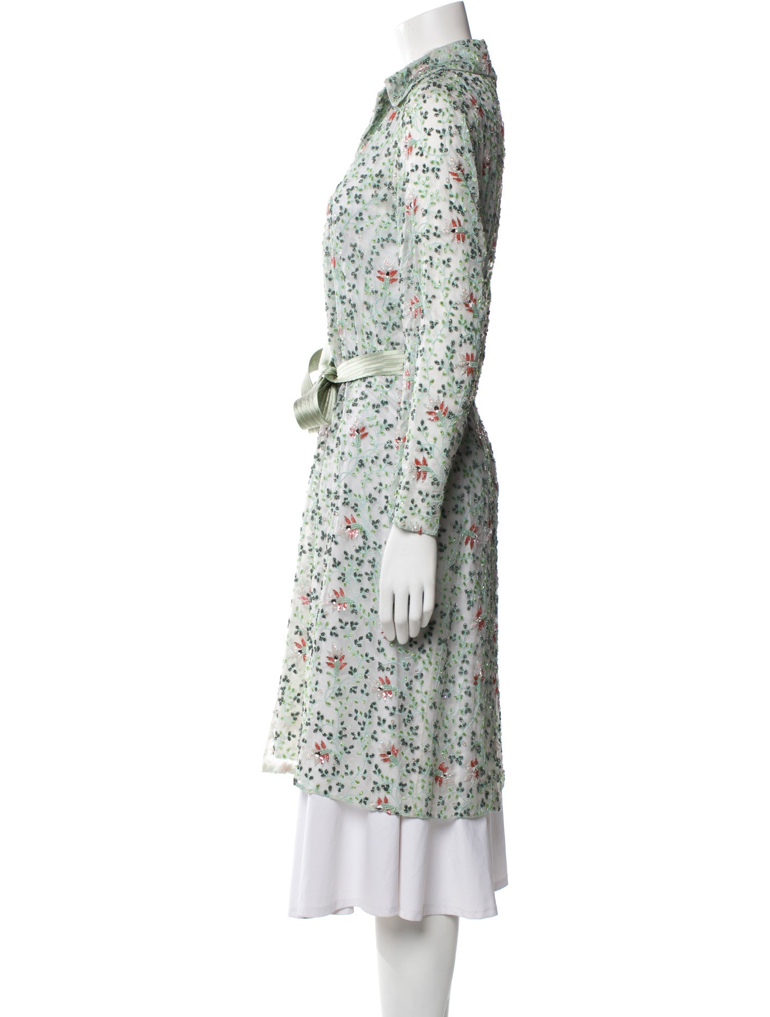 Monique Lhuillier Silk Lace Pattern Coat