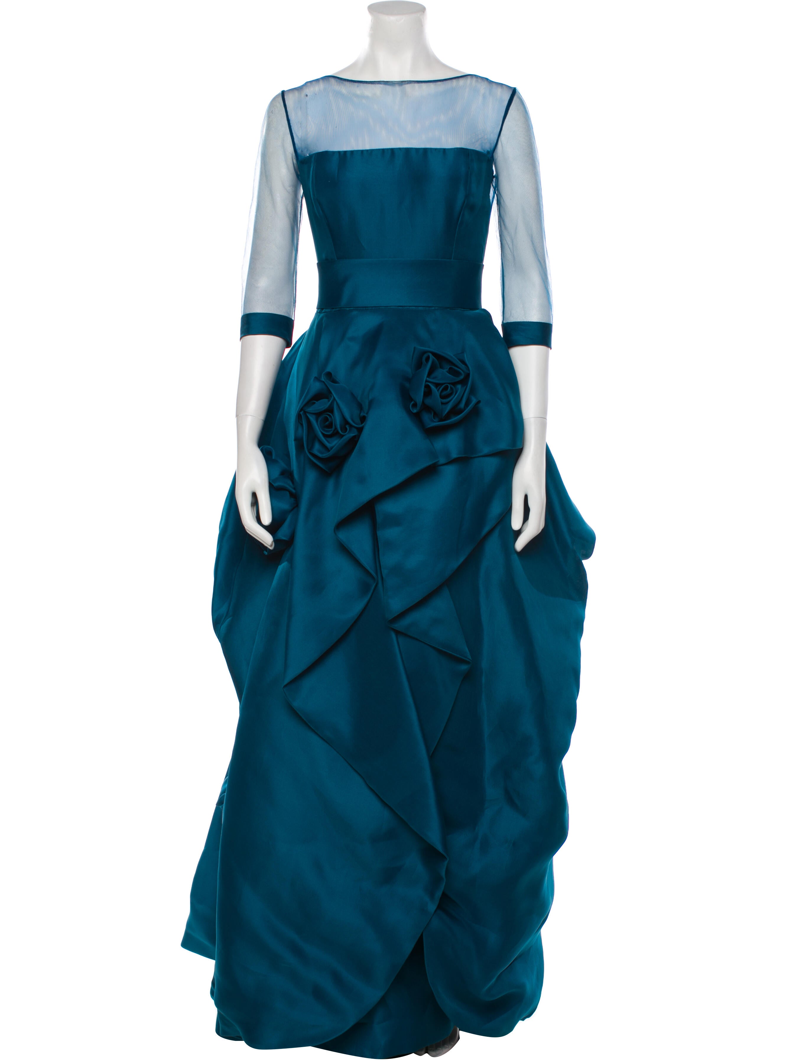 Monique Lhuillier Bateau Neckline Long Dress