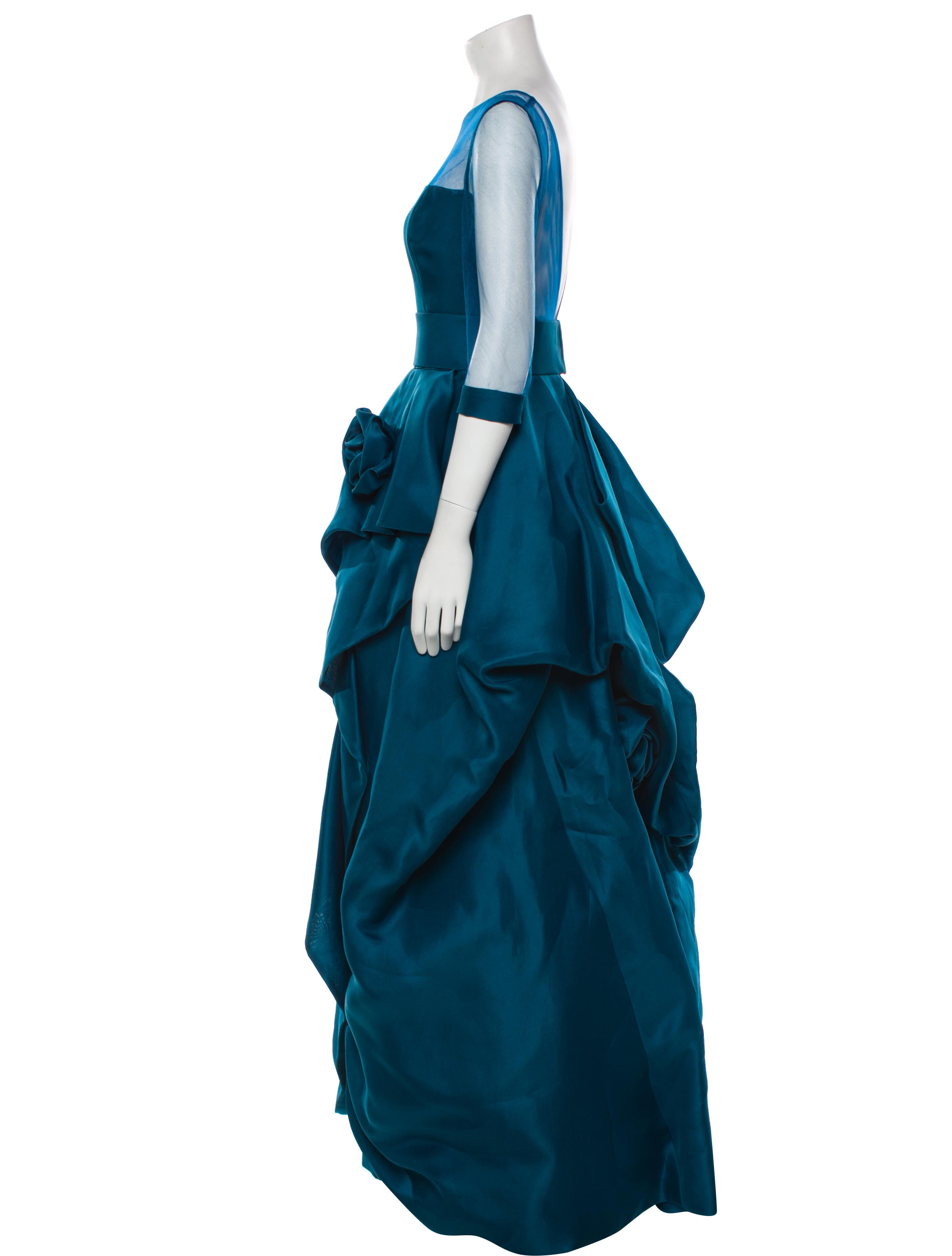 Monique Lhuillier Bateau Neckline Long Dress