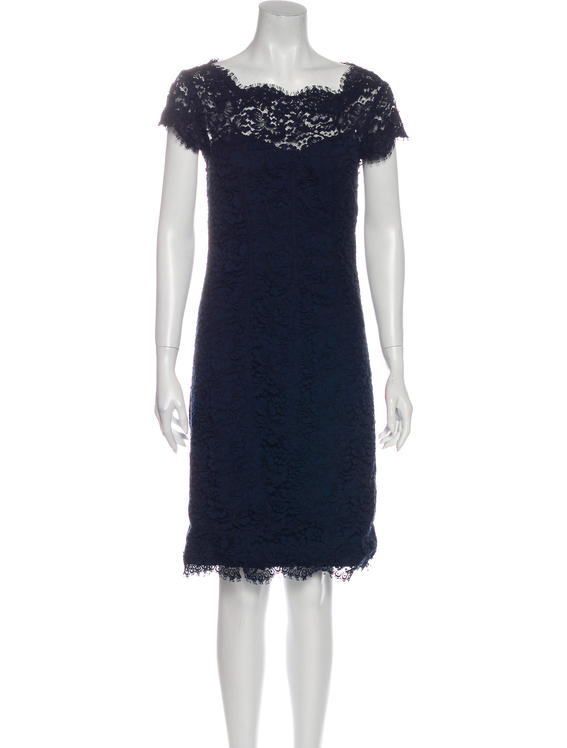 Monique Lhuillier Lace Pattern Midi Length Dress