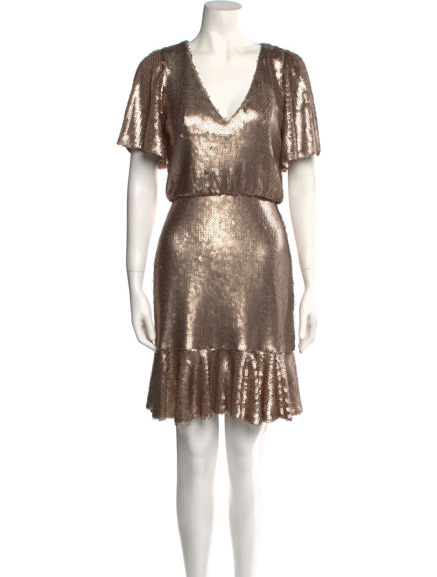 Monique Lhuillier V-Neck Mini Dress