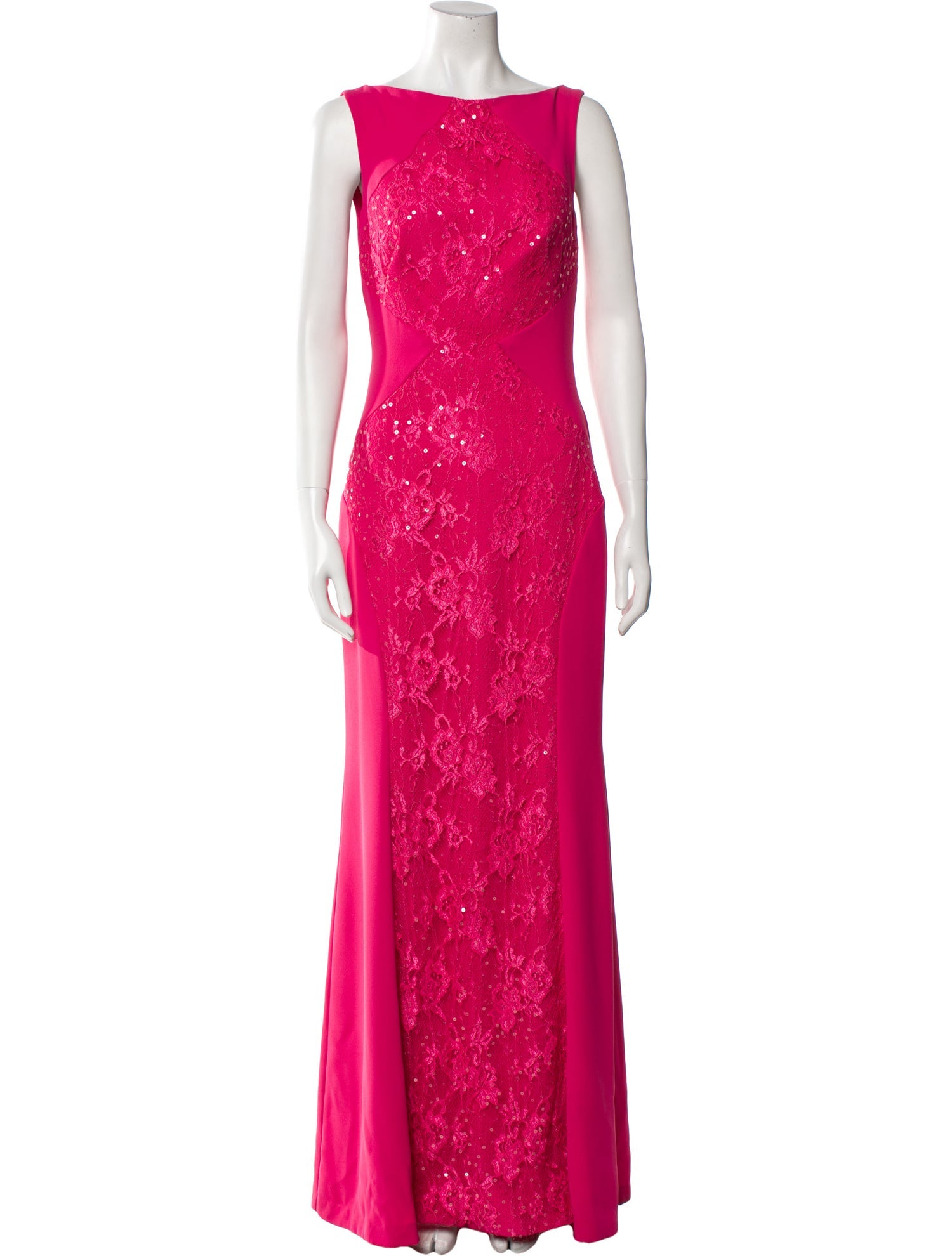 Monique Lhuillier Bateau Neckline Long Dress