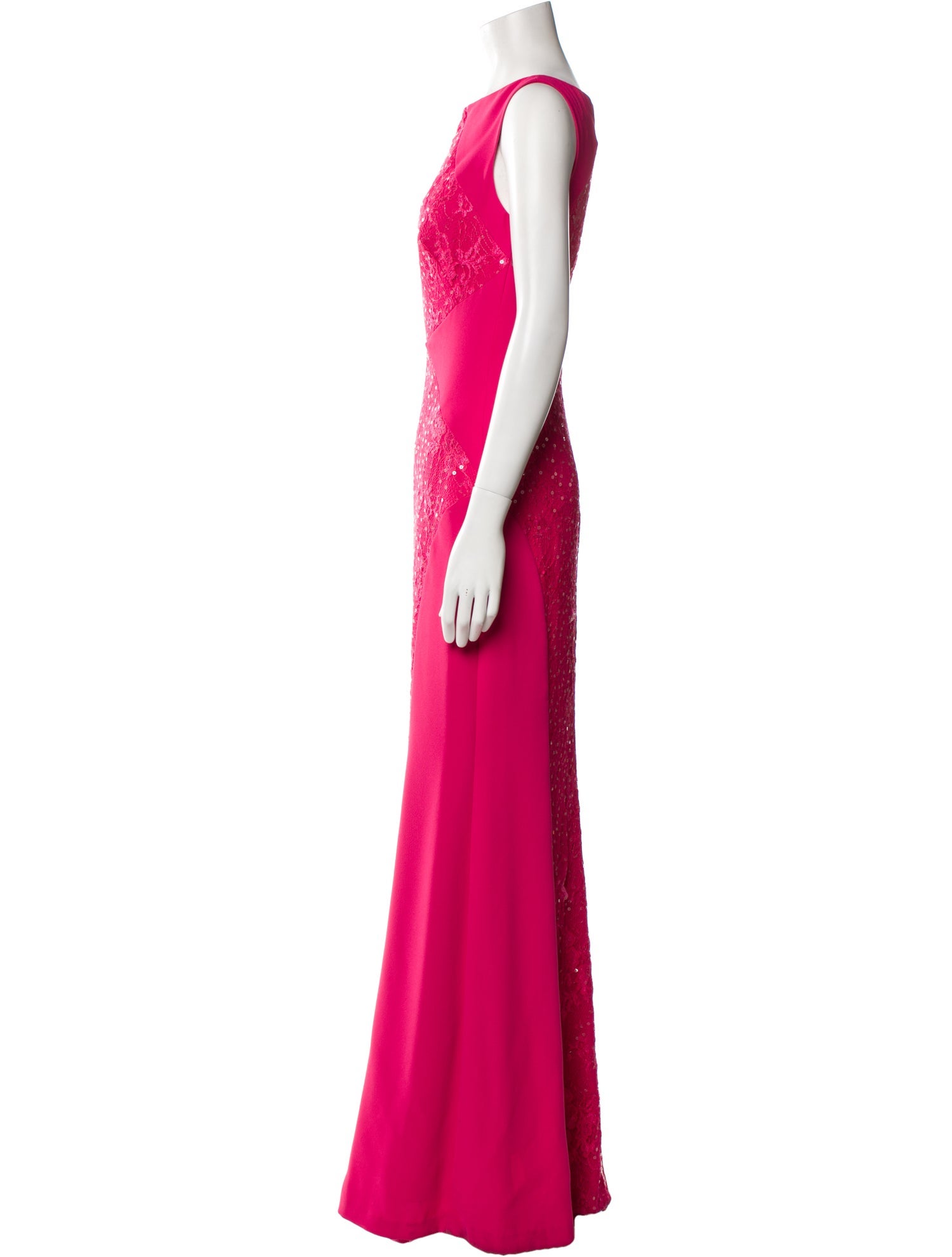 Monique Lhuillier Bateau Neckline Long Dress