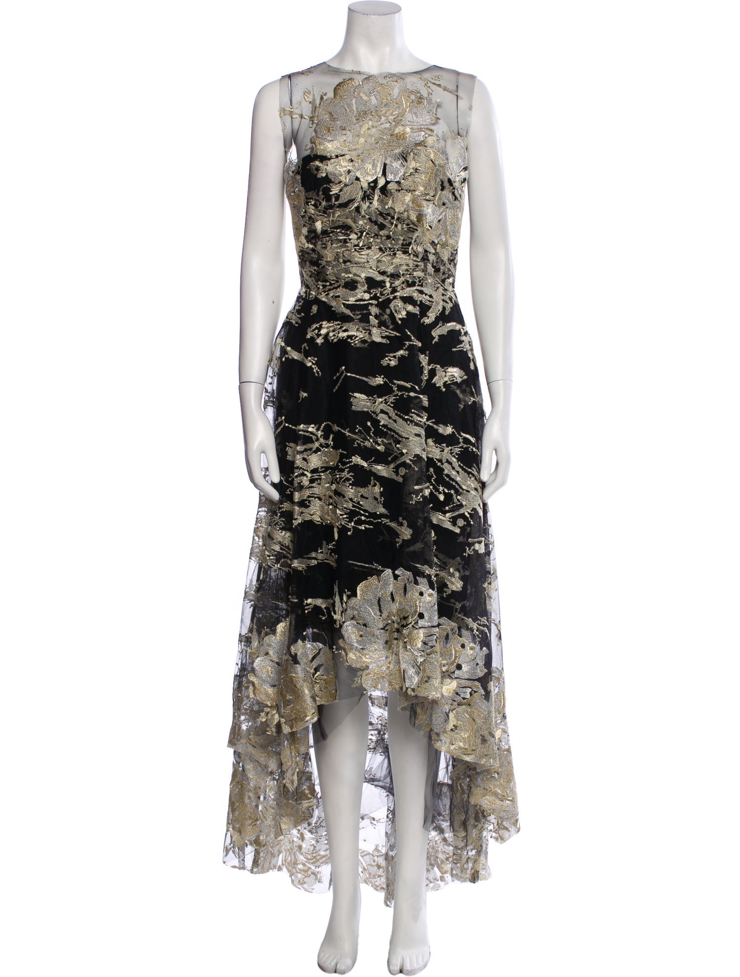 Monique Lhuillier Printed Long Dress