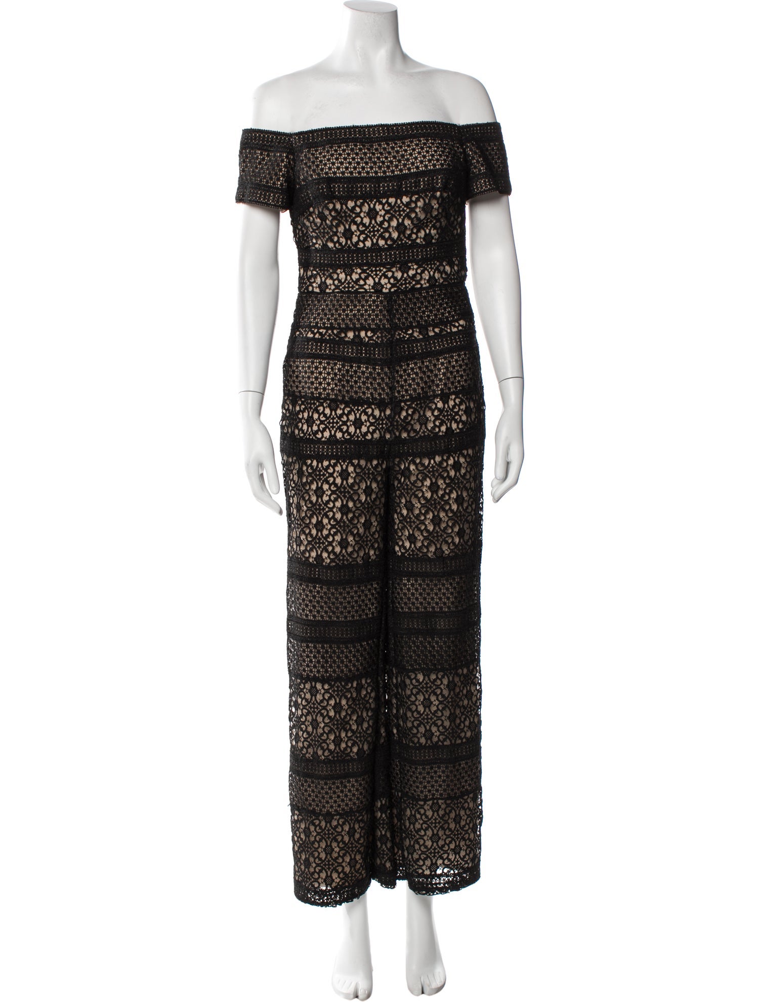 Monique Lhuillier Lace Pattern Off-The-Shoulder Jumpsuit