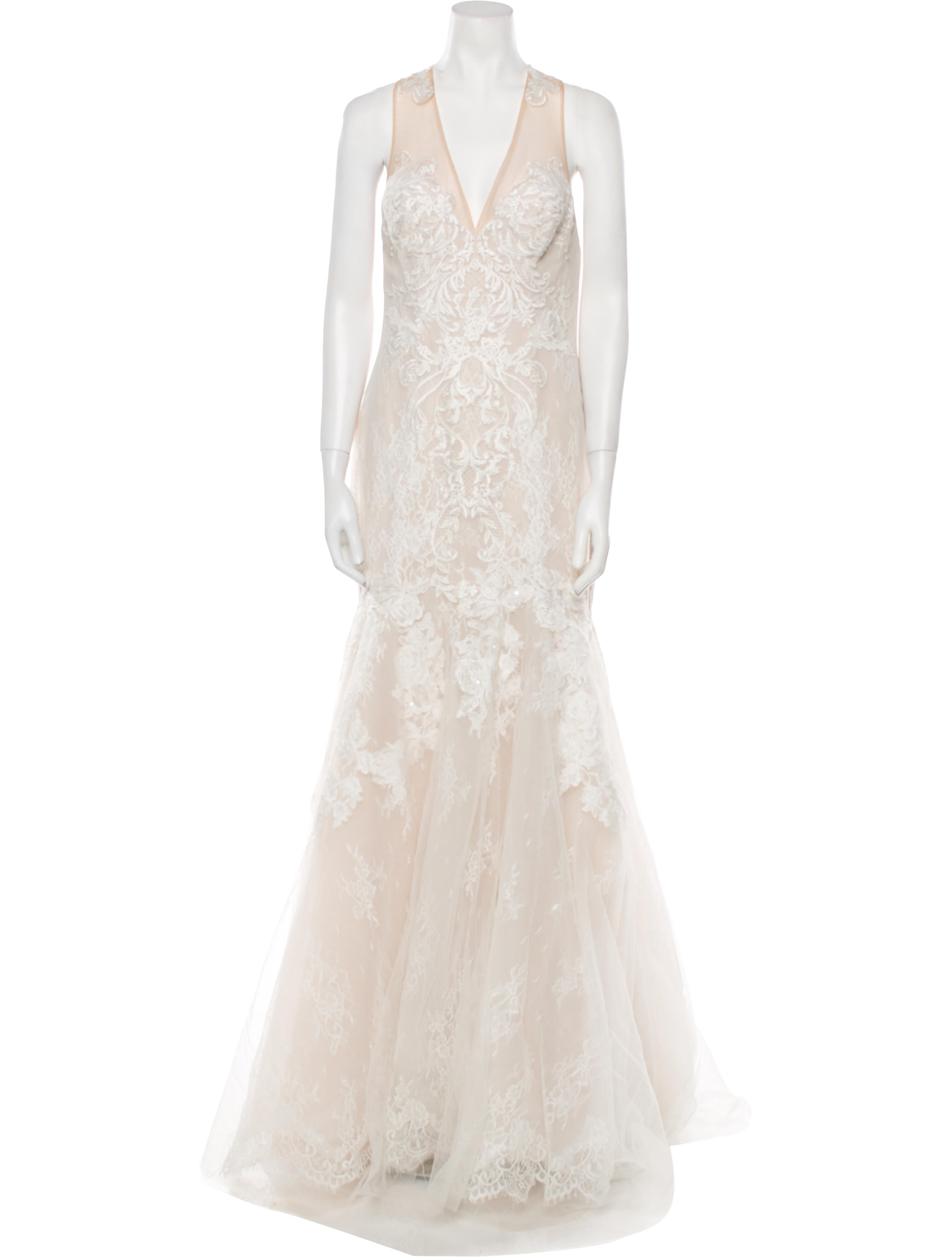 Monique Lhuillier Lace Pattern Long Dress