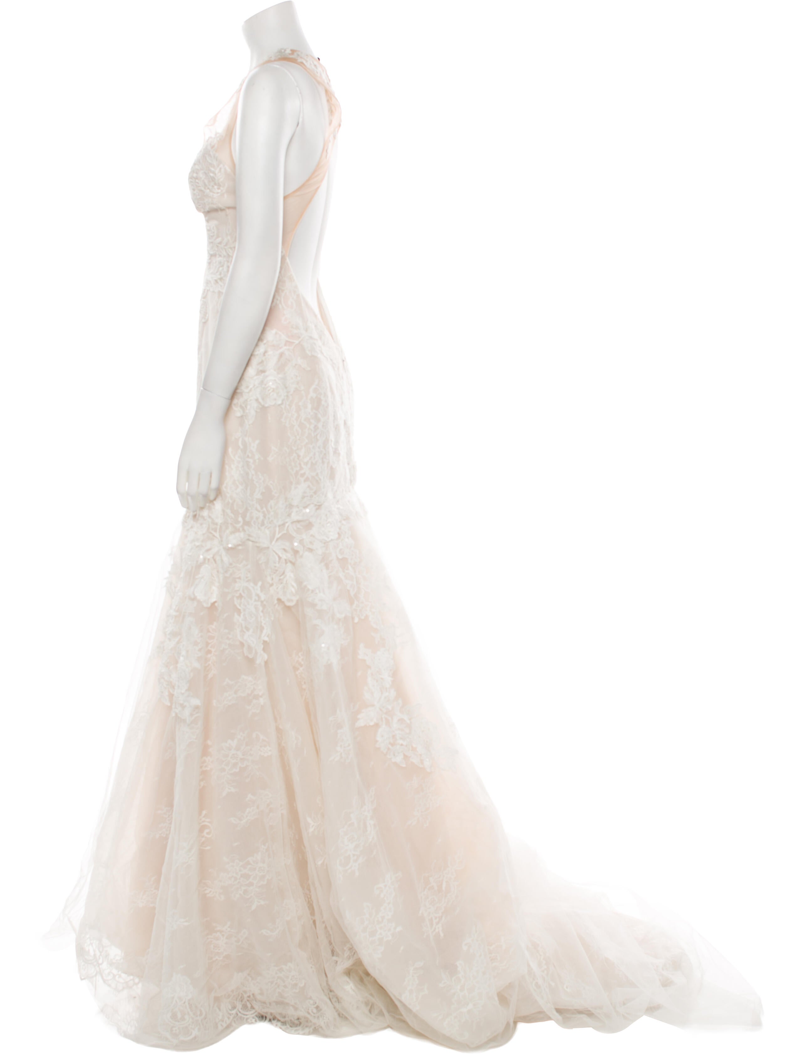 Monique Lhuillier Lace Pattern Long Dress