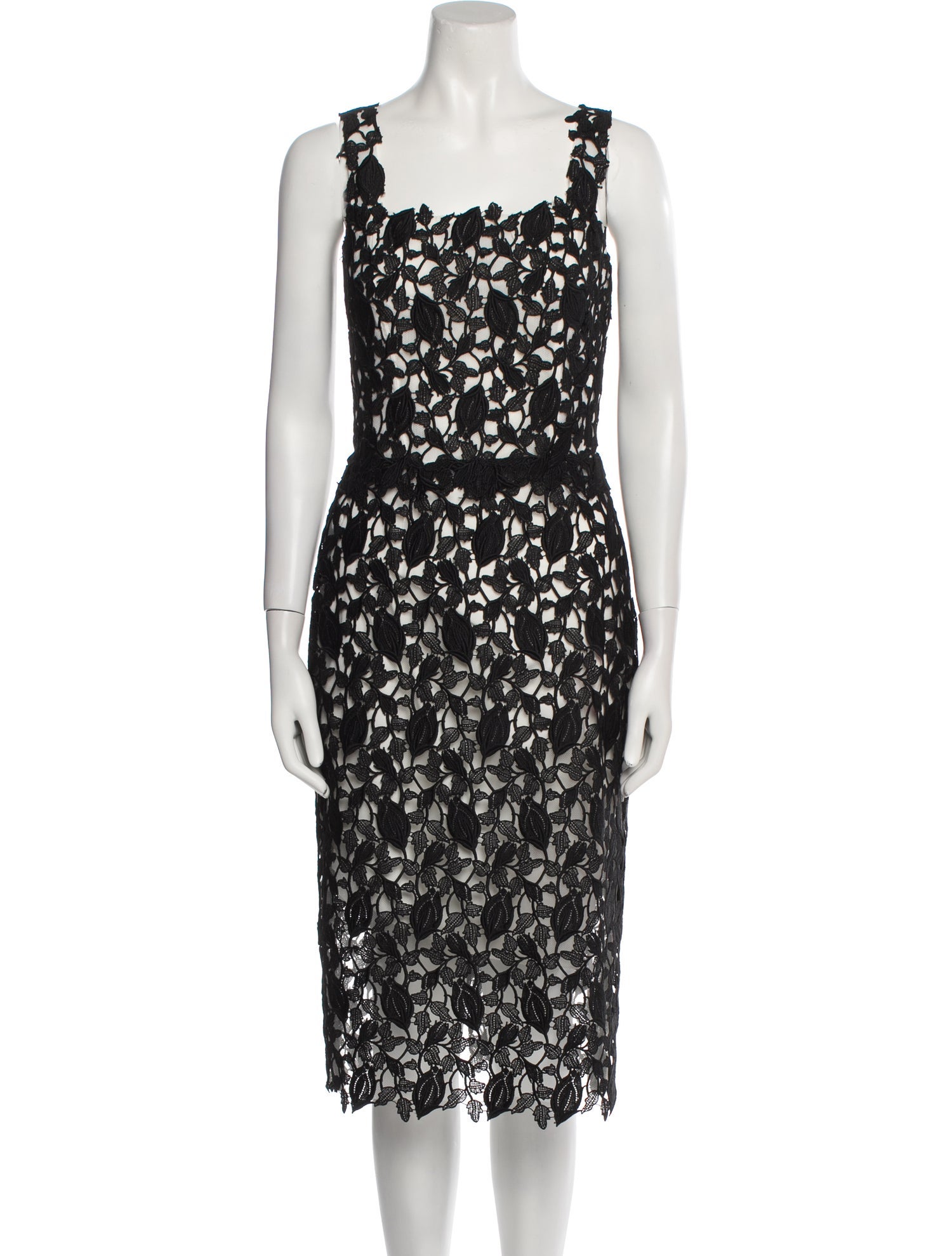 Monique Lhuillier Lace Pattern Midi Length Dress
