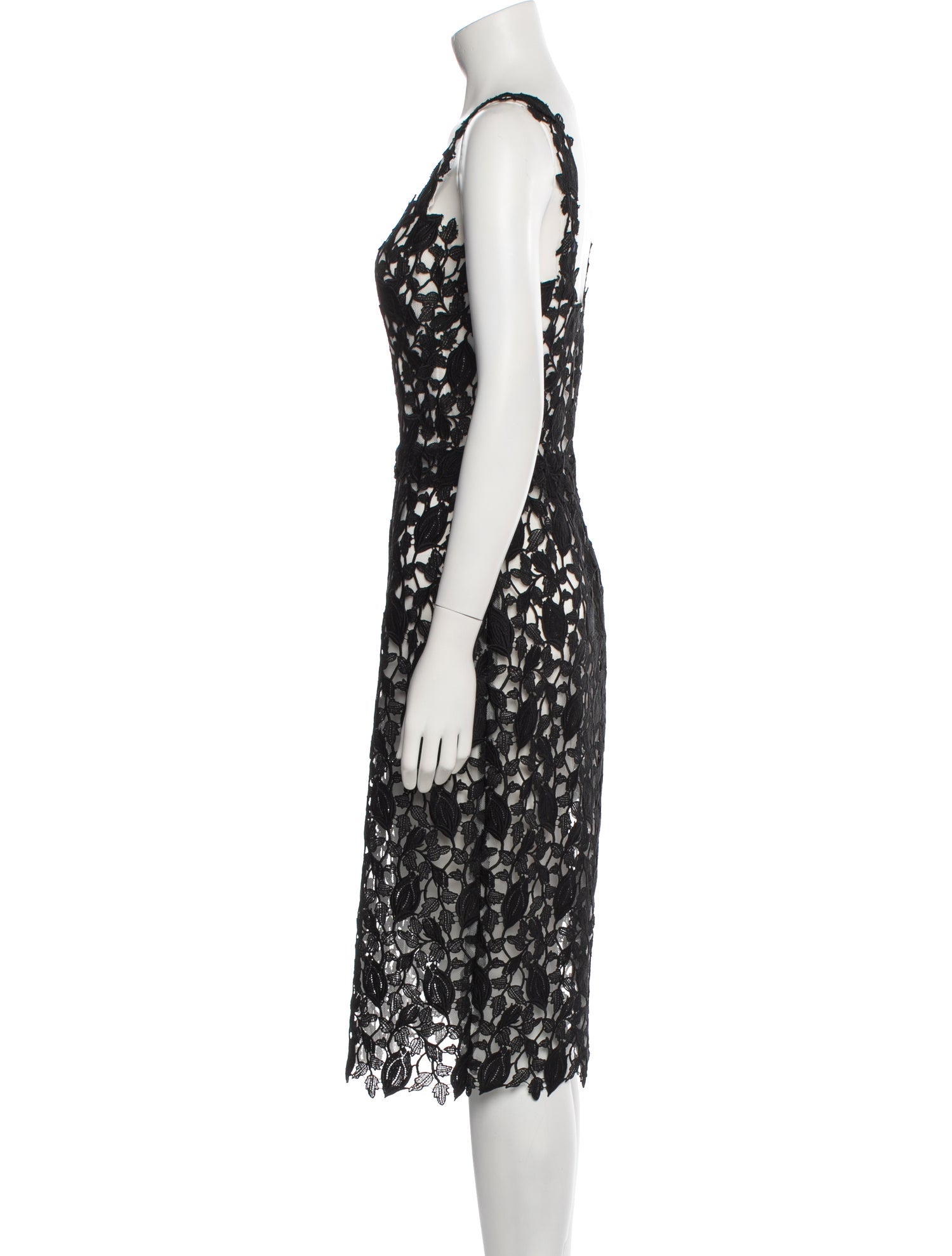 Monique Lhuillier Lace Pattern Midi Length Dress