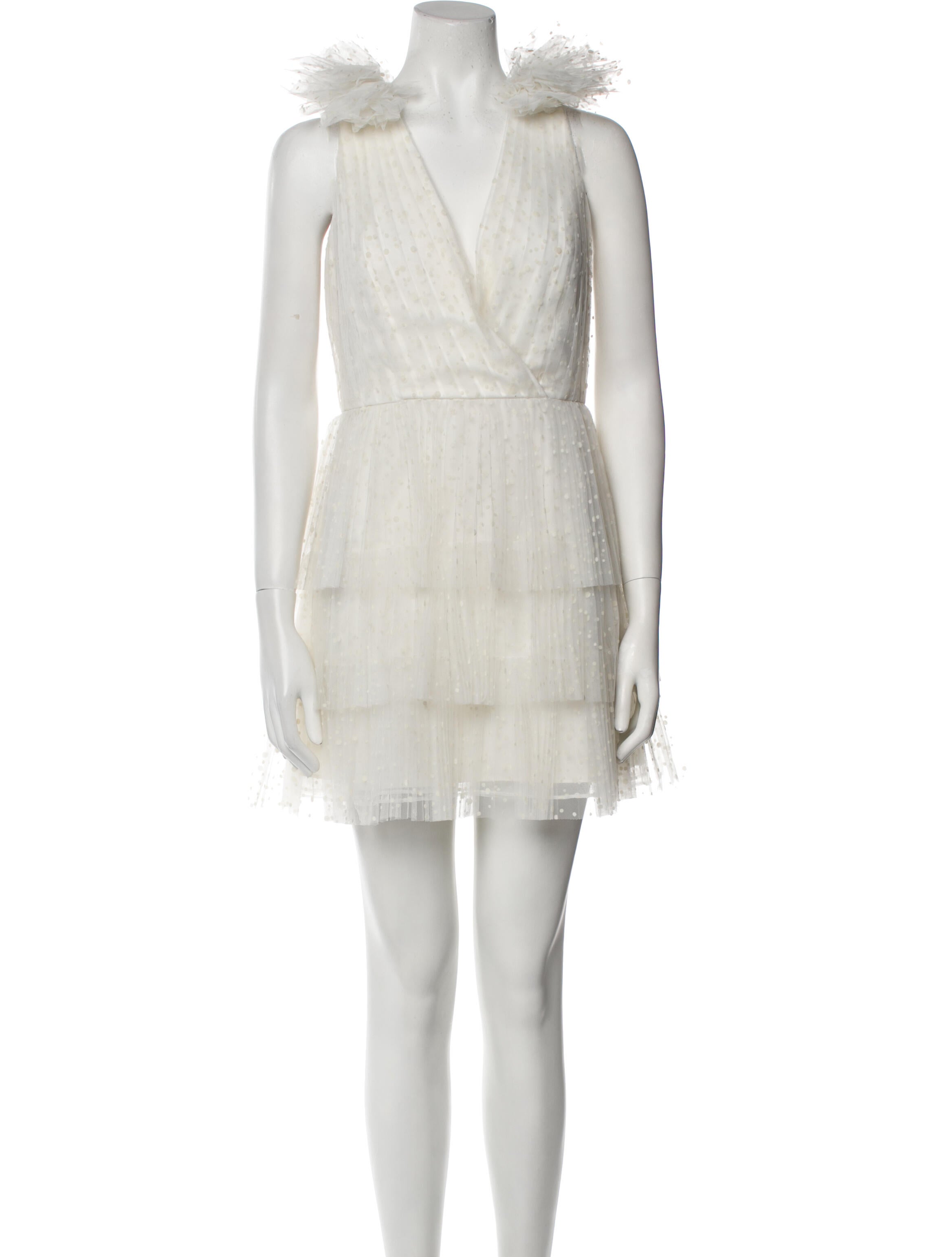 Monique Lhuillier Plunge Neckline Mini Dress