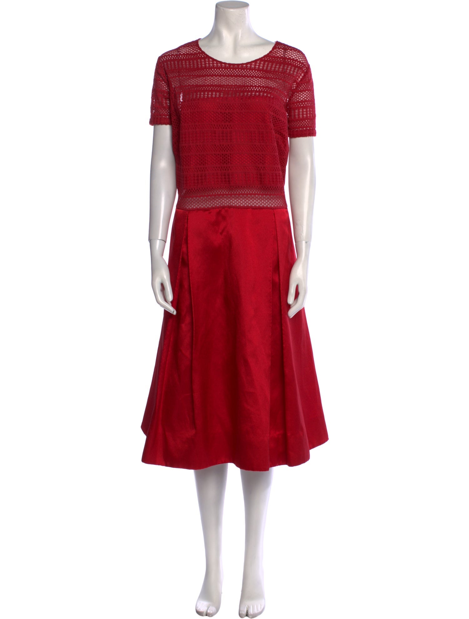 Monique Lhuillier Crew Neck Midi Length Dress