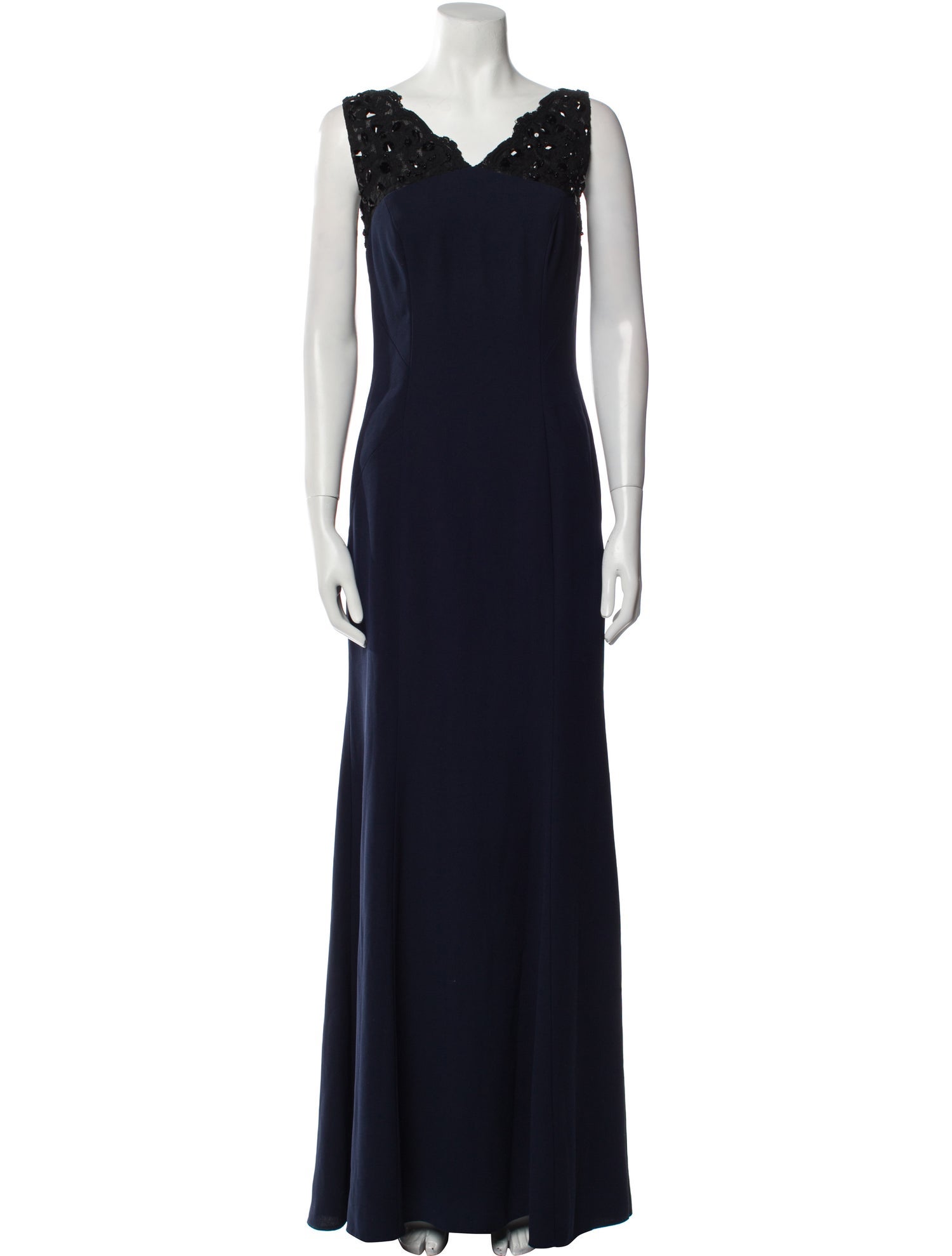Monique Lhuillier V-Neck Long Dress