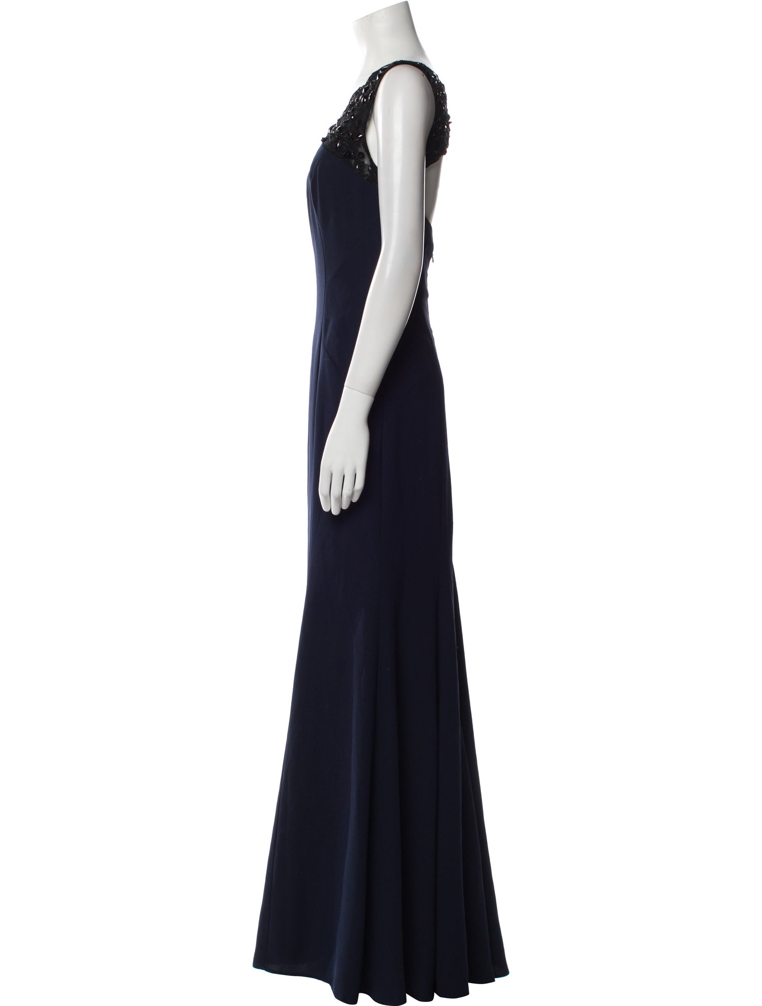 Monique Lhuillier V-Neck Long Dress