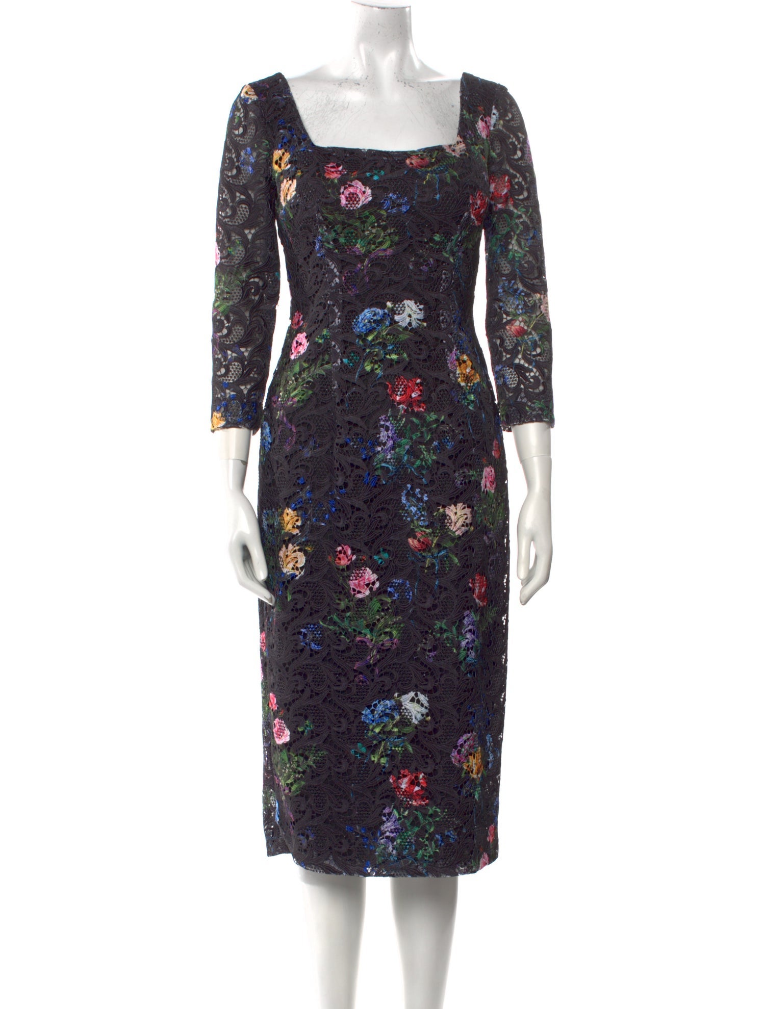 Monique Lhuillier Lace Midi Length Dress