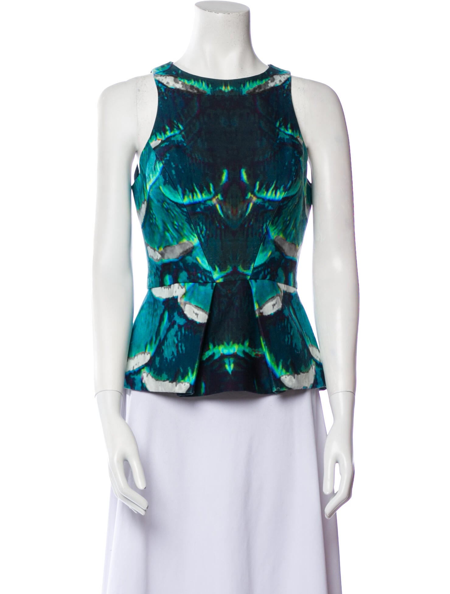 Monique Lhuillier Printed Bateau Neckline Top